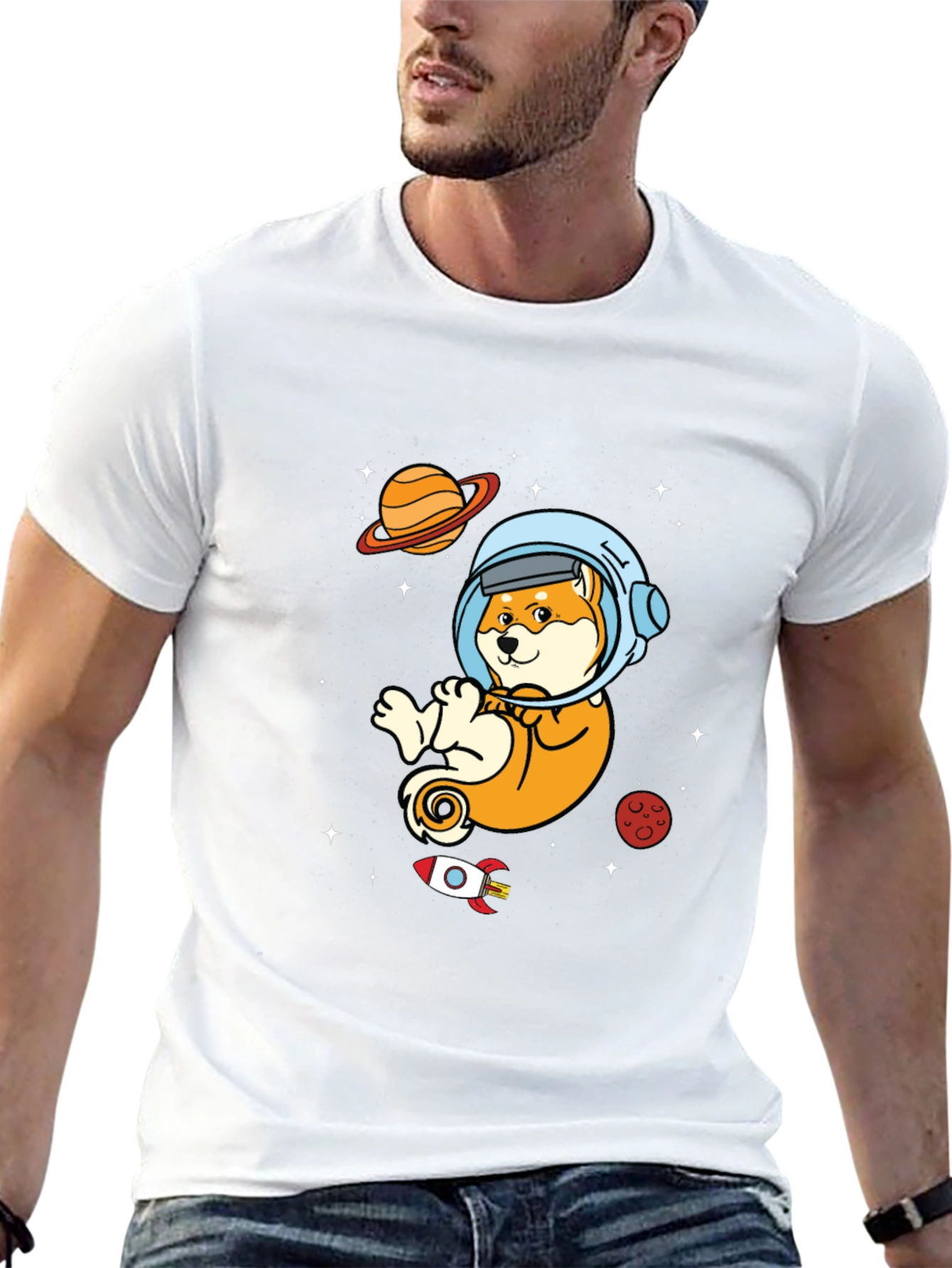Astronaut Shiba Inu Black T-Shirt