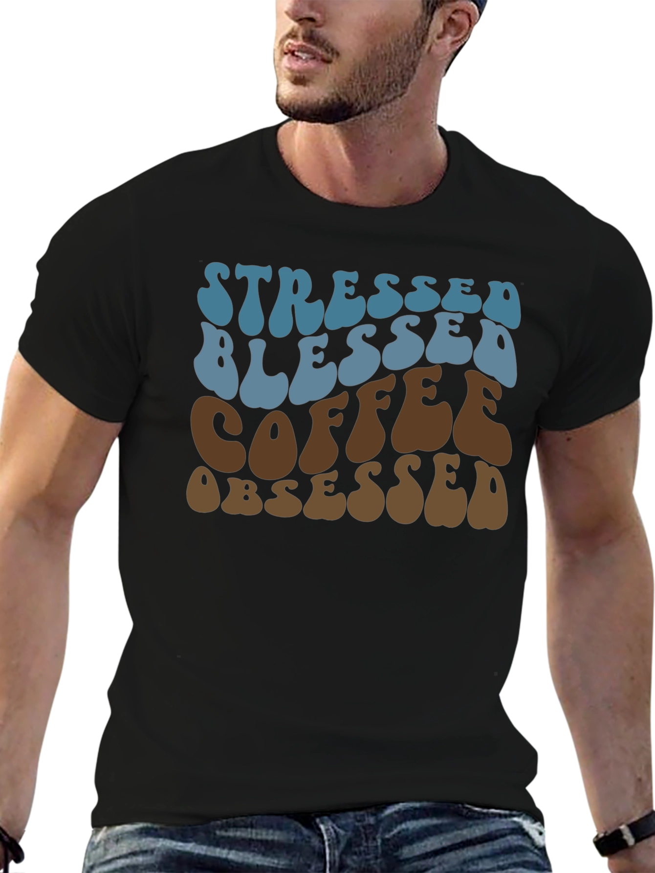 Stressed Blessed Coffee Obsessed Graphic Tee