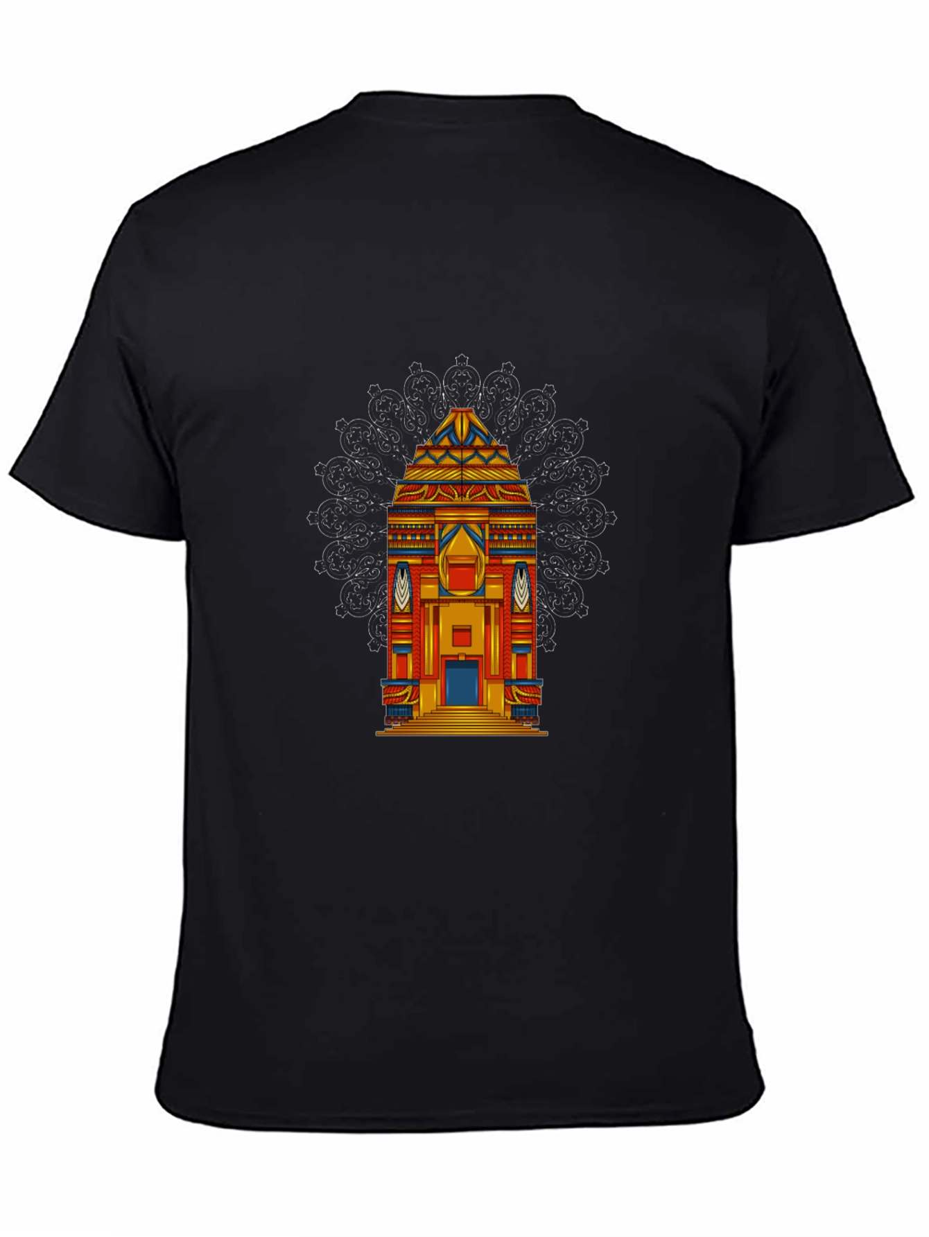 Vibrant Temple Graphic Tee - Black