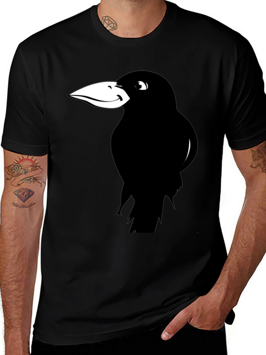 Raven Graphic Tee - Black Cotton Casual T-Shirt