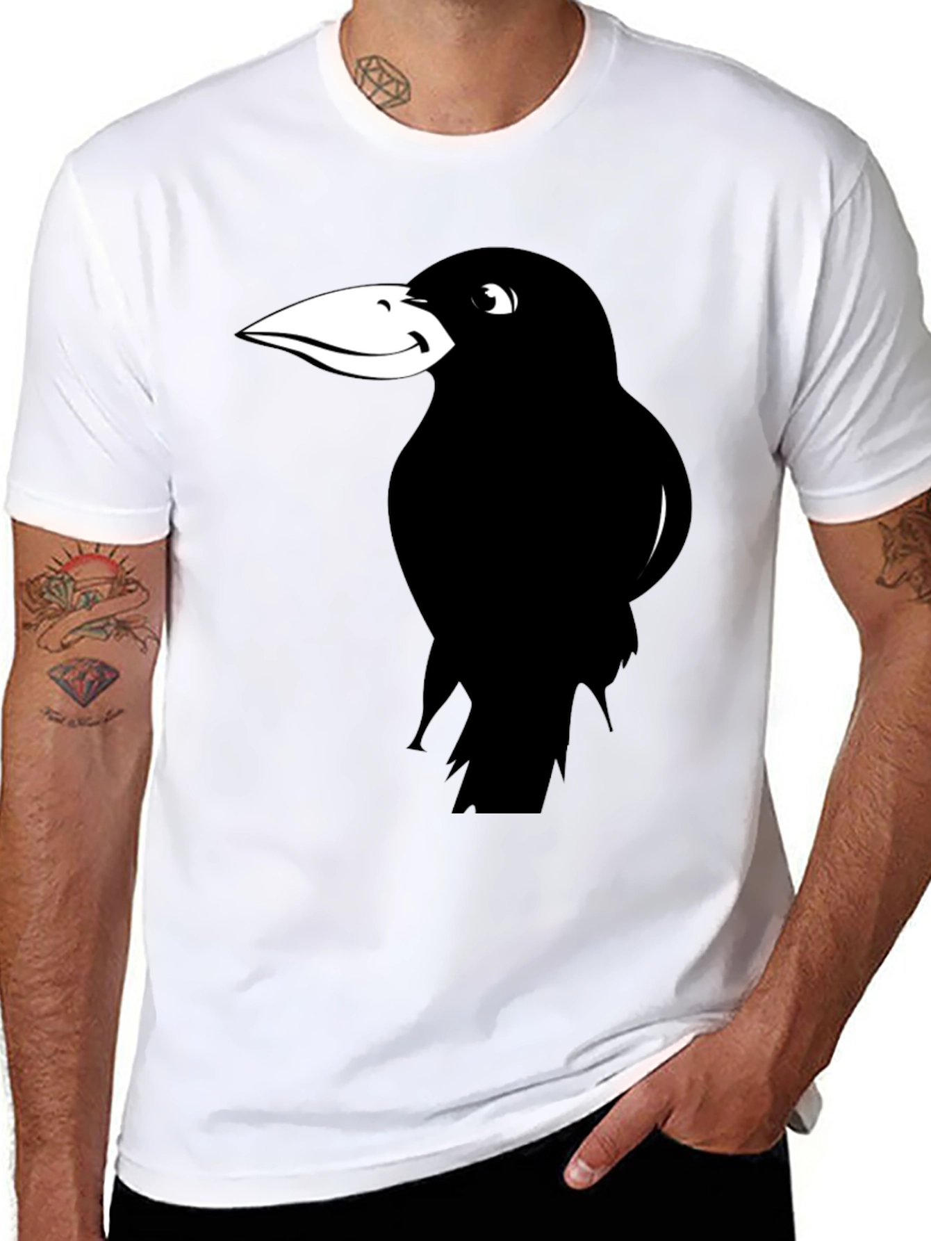 Raven Graphic Tee - Black Cotton Casual T-Shirt