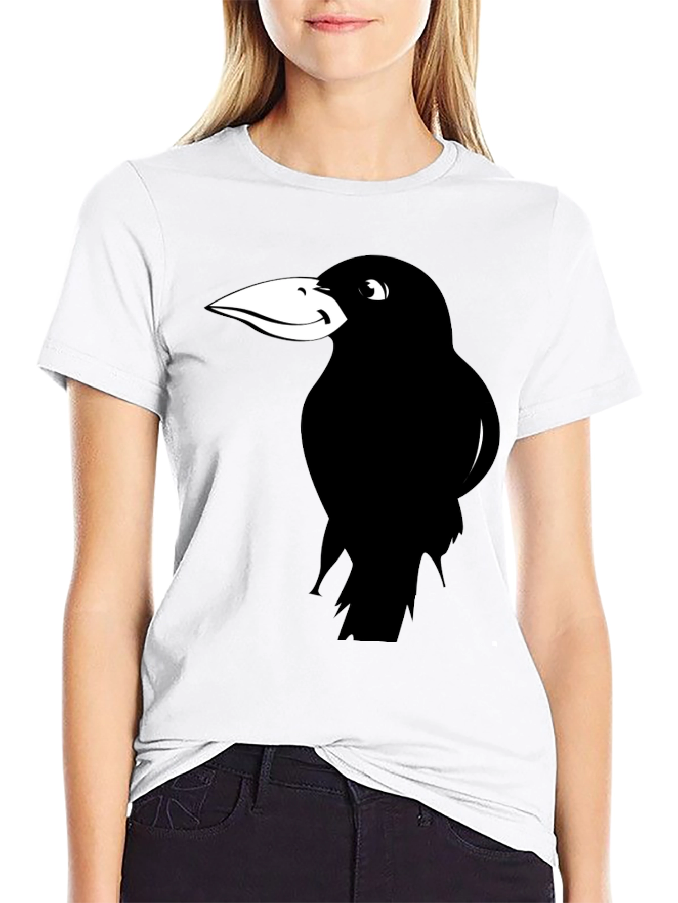 Raven Graphic Tee - Black Cotton Casual T-Shirt