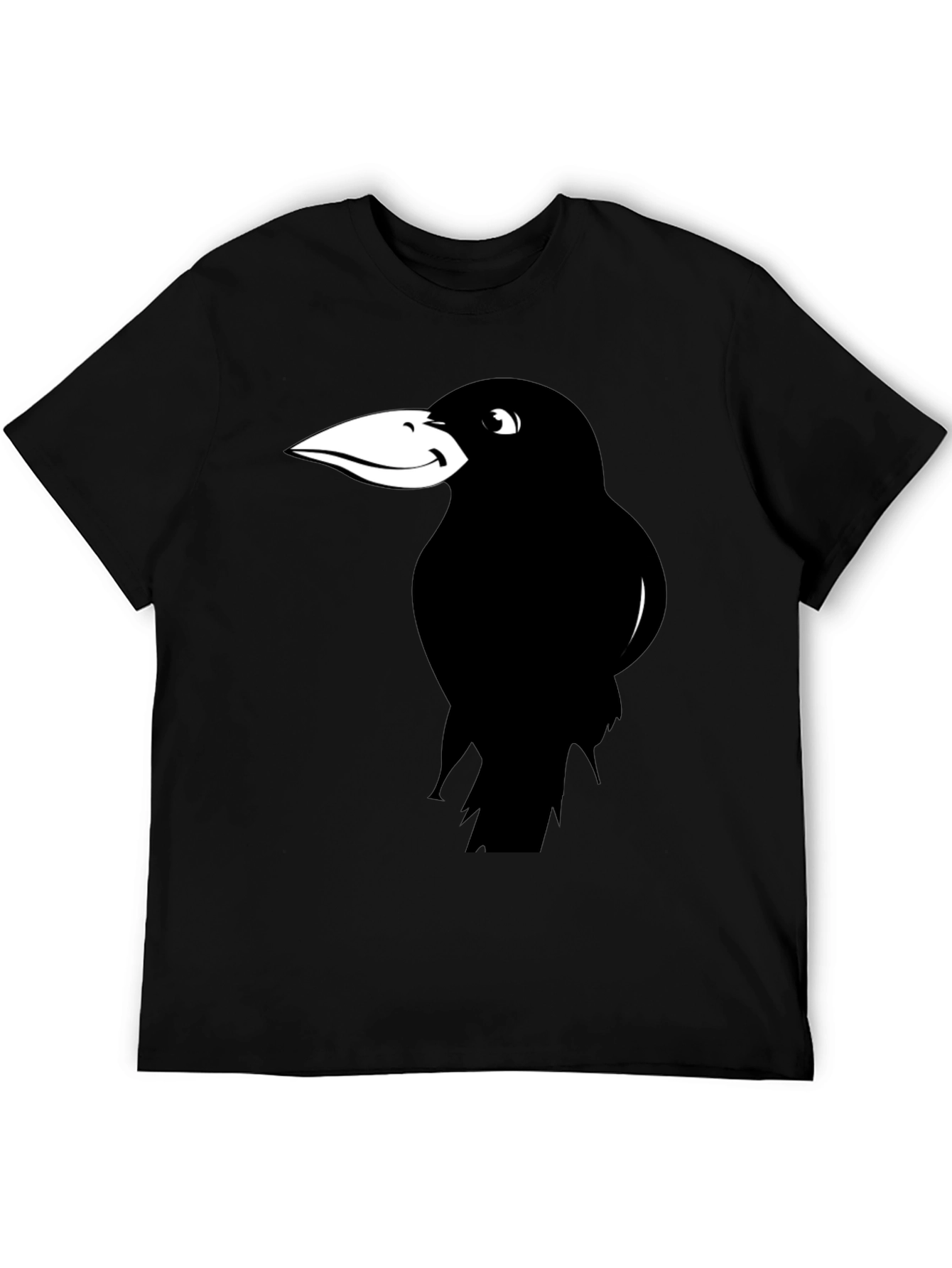 Raven Graphic Tee - Black Cotton Casual T-Shirt