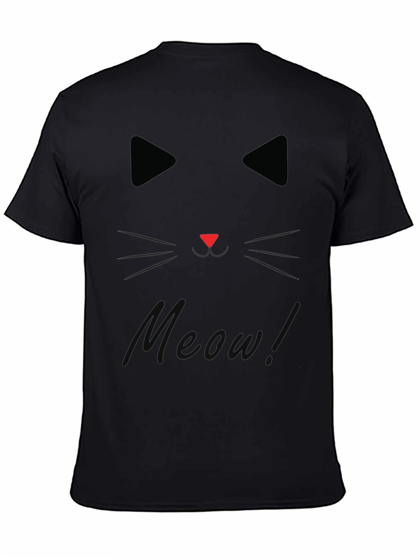 Black Cat Face Meow Graphic T-Shirt
