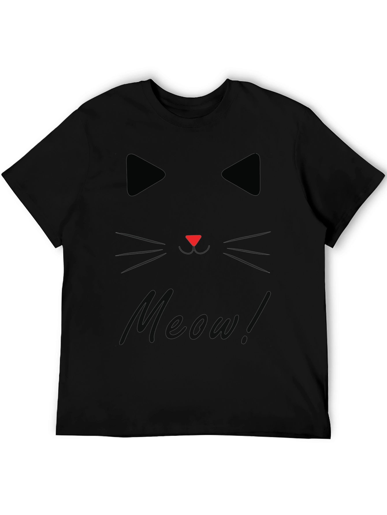 Black Cat Face Meow Graphic T-Shirt
