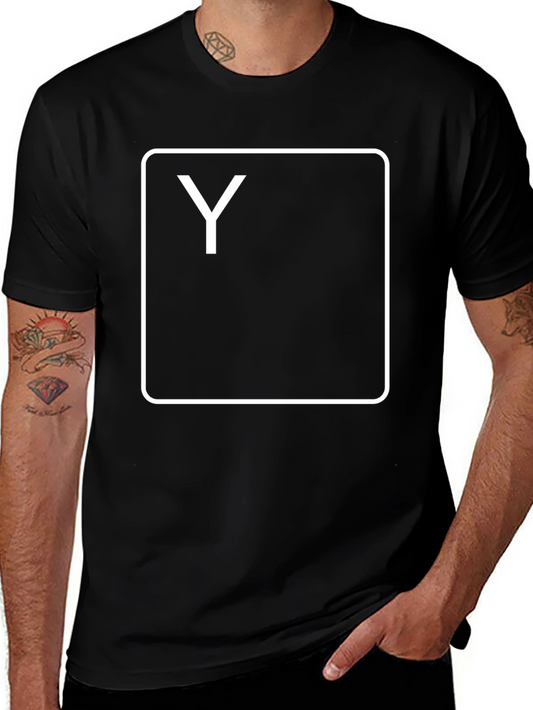 Black T-Shirt with White Y Key Design