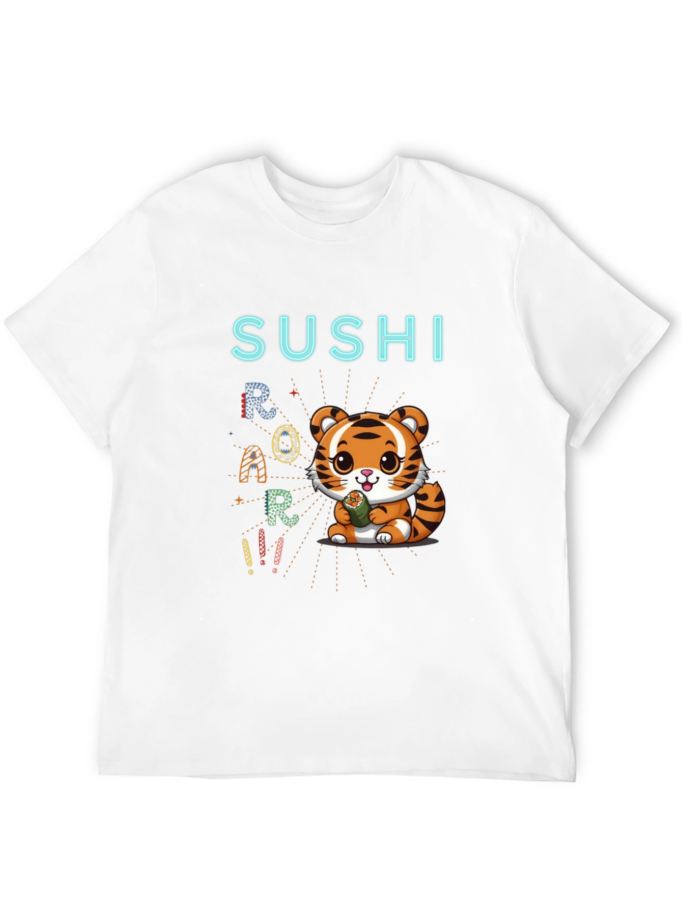Sushi Roar Cute Tiger Graphic T-Shirt