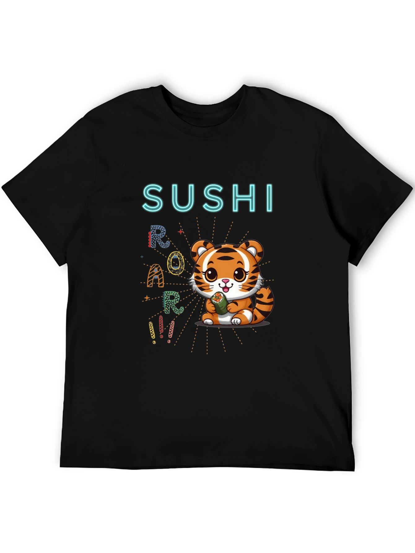 Sushi Roar Cute Tiger Graphic T-Shirt