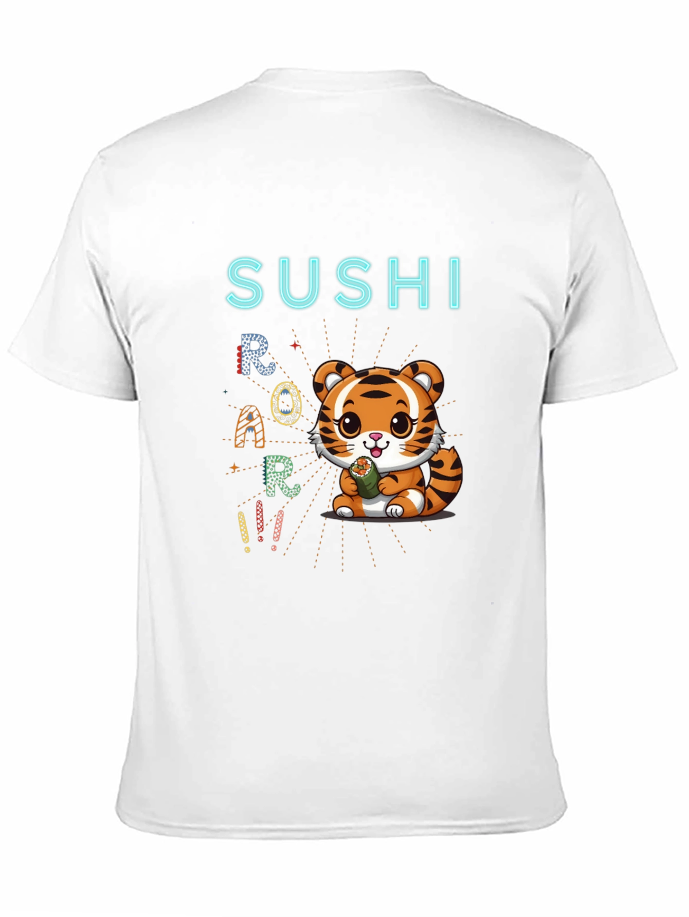 Sushi Roar Cute Tiger Graphic T-Shirt