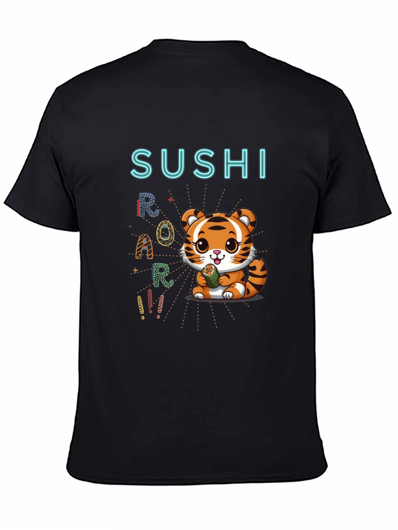 Sushi Roar Cute Tiger Graphic T-Shirt