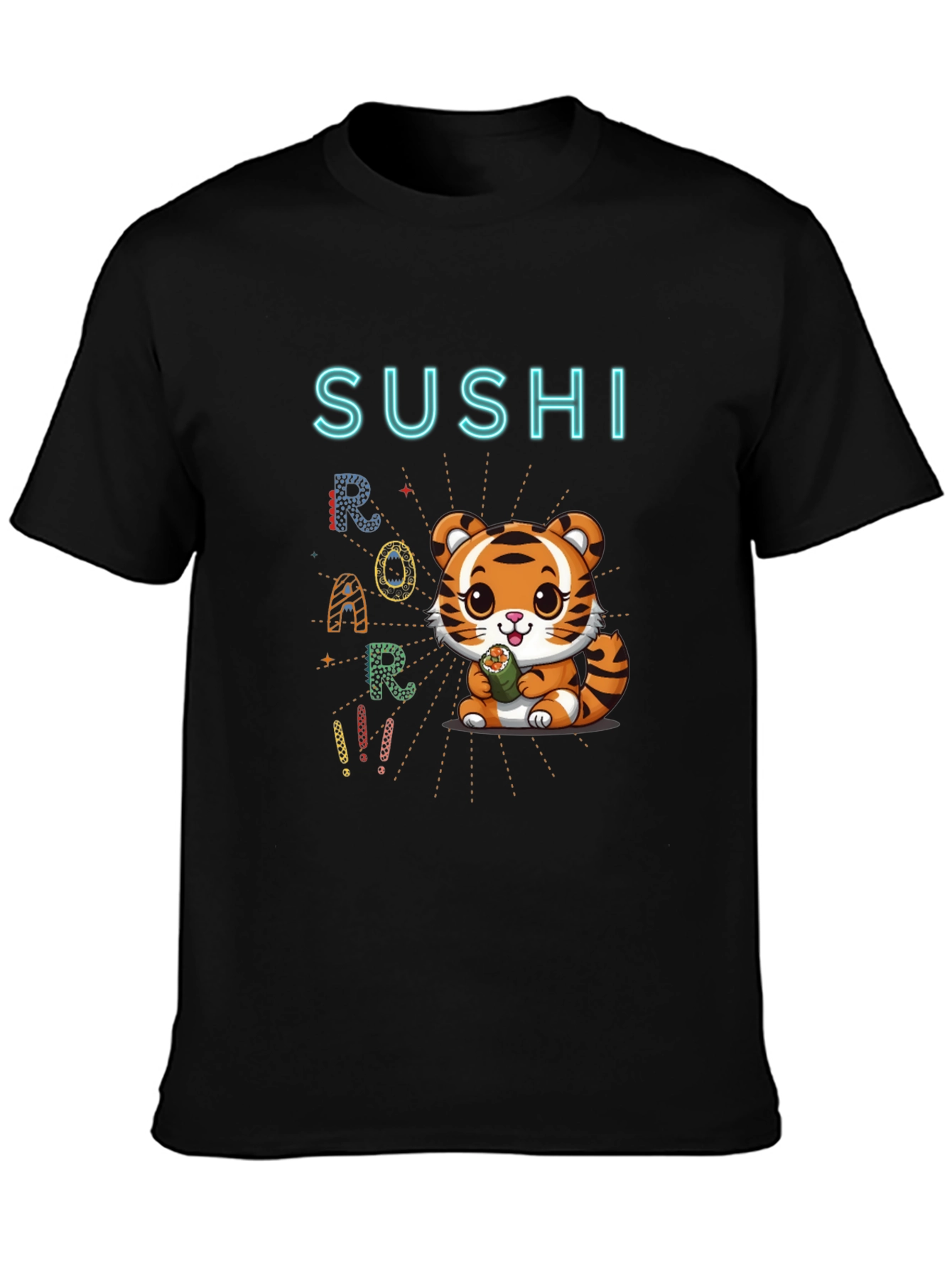 Sushi Roar Cute Tiger Graphic T-Shirt