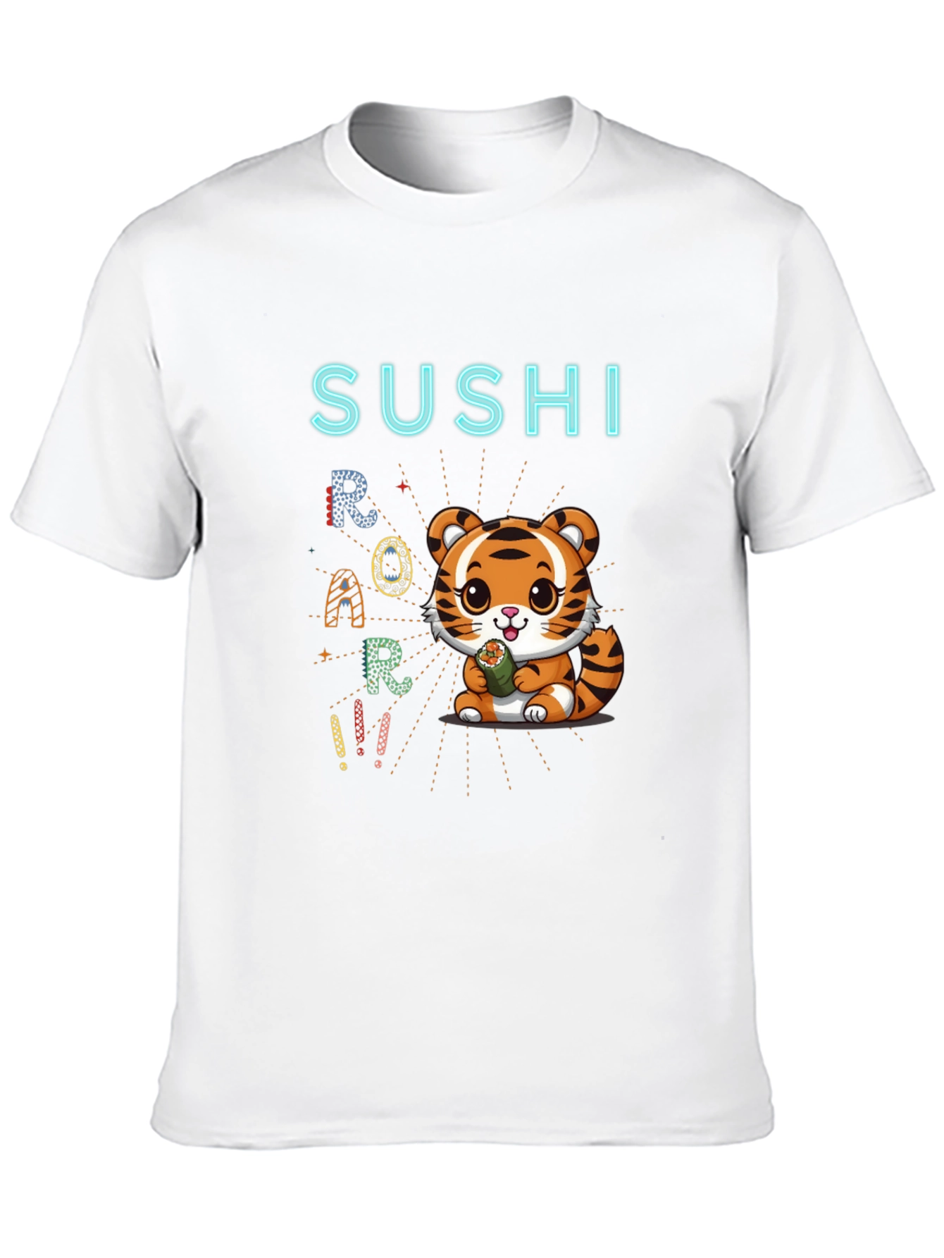 Sushi Roar Cute Tiger Graphic T-Shirt