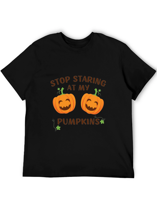 Stop Staring At My Pumpkins T-Shirt Halloween