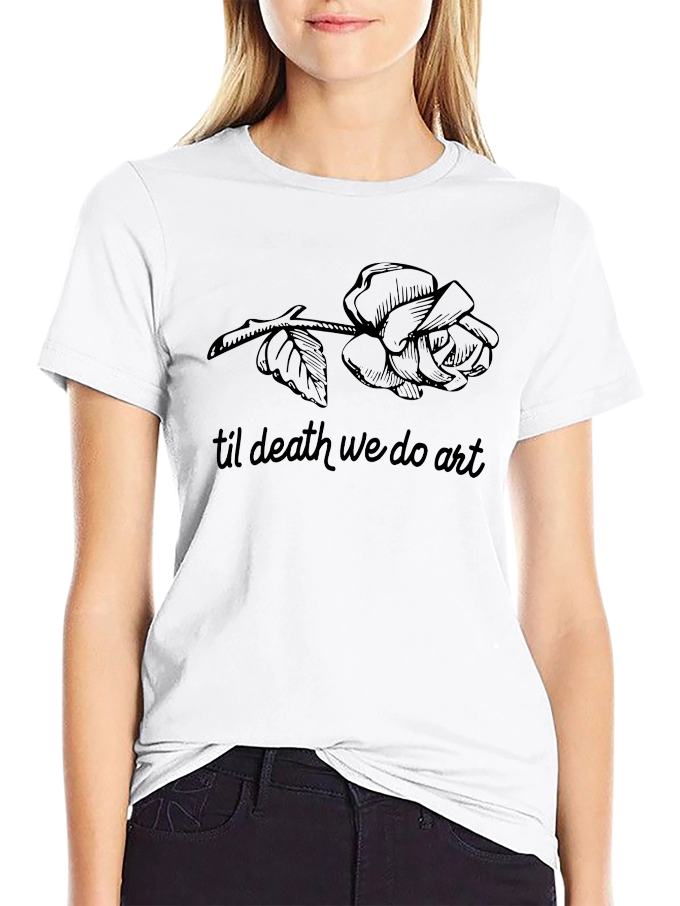 Til Death We Do Art Black Rose Graphic T-Shirt