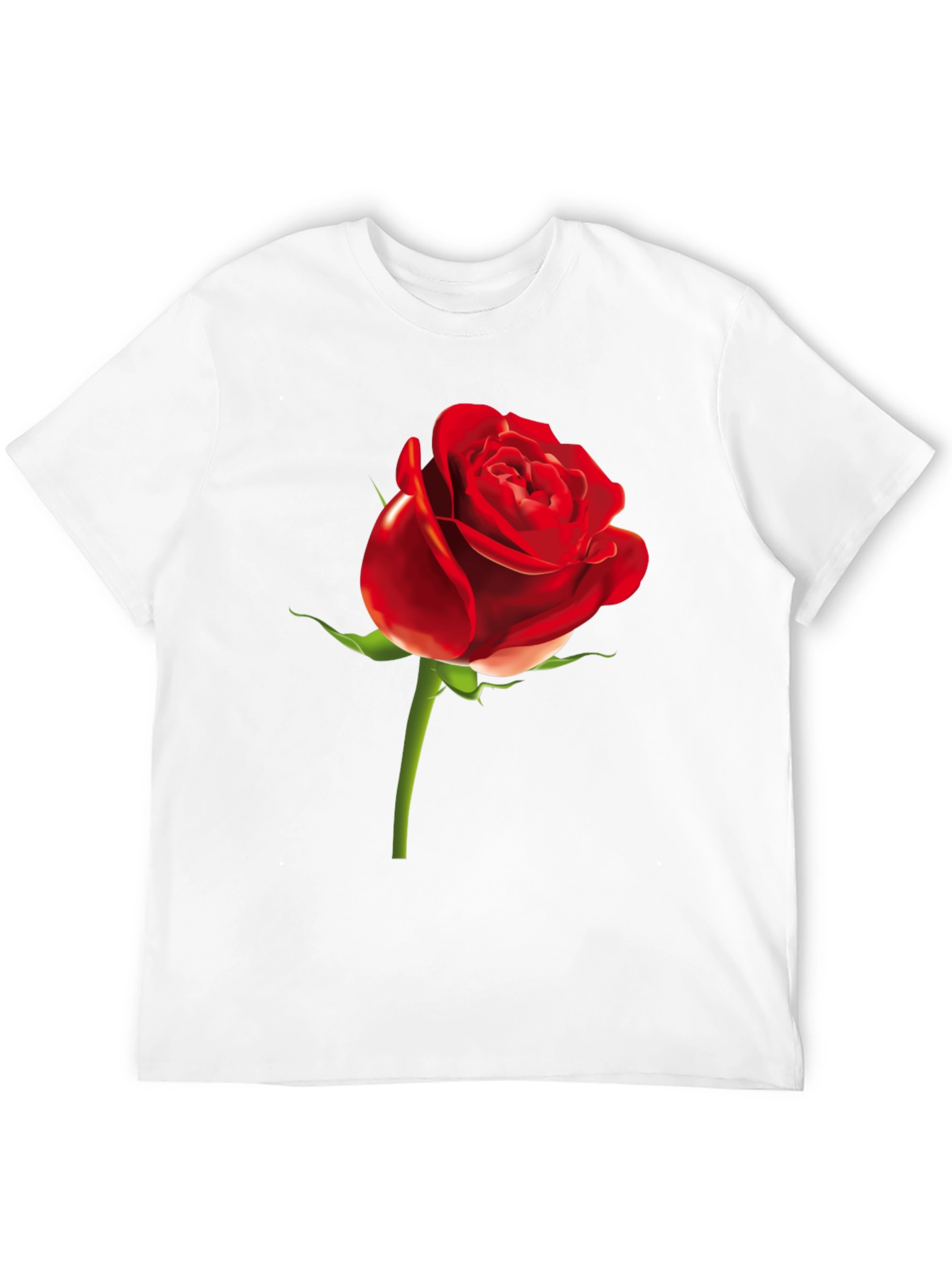 Red Rose Graphic Print Black T-Shirt