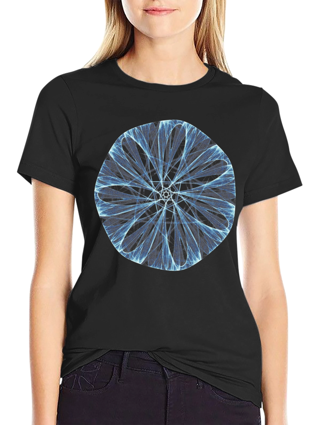 Abstract Geometric Graphic Print Black T-Shirt
