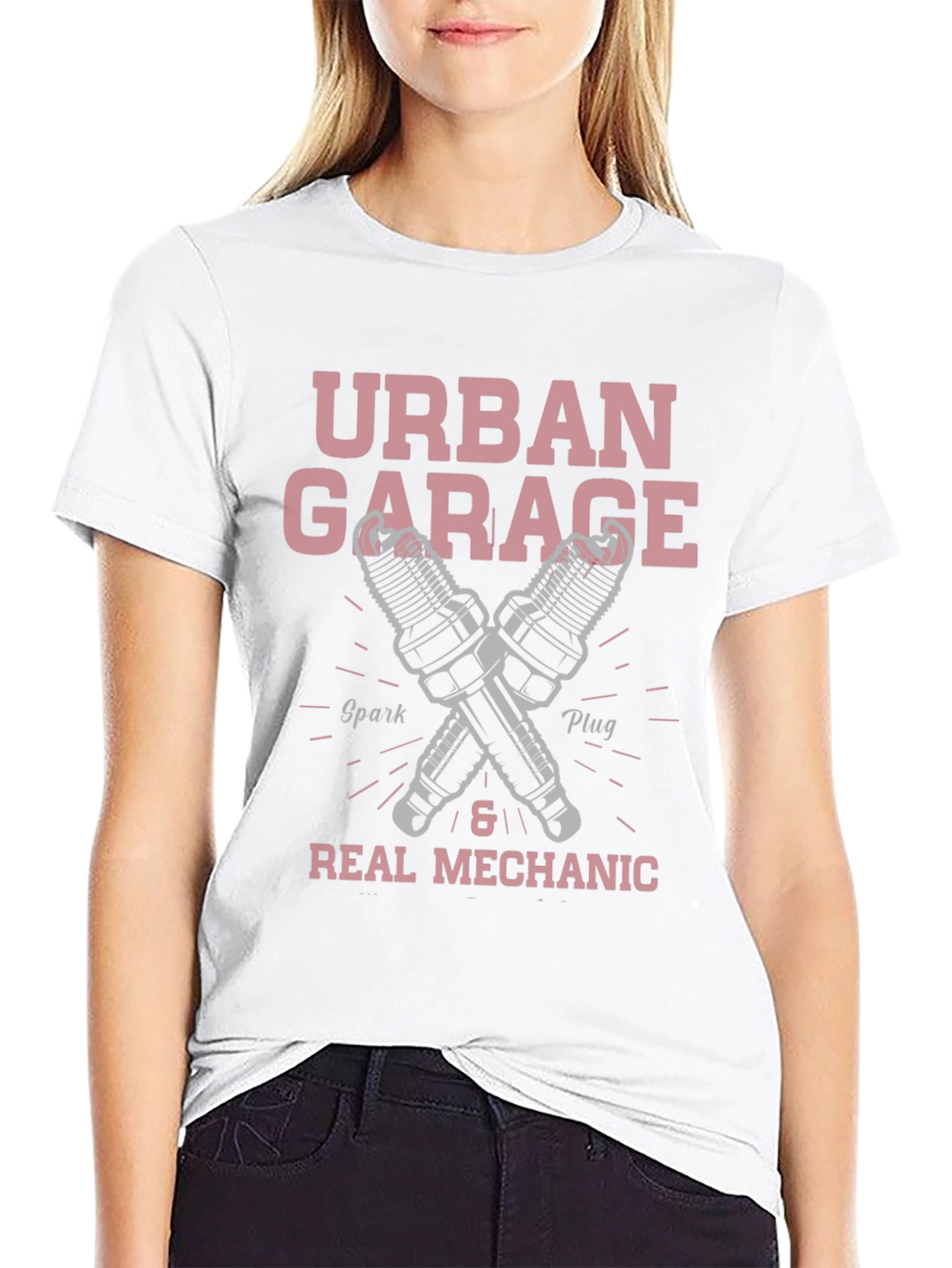 Urban Garage Mechanic T-Shirt - Spark Plug Design