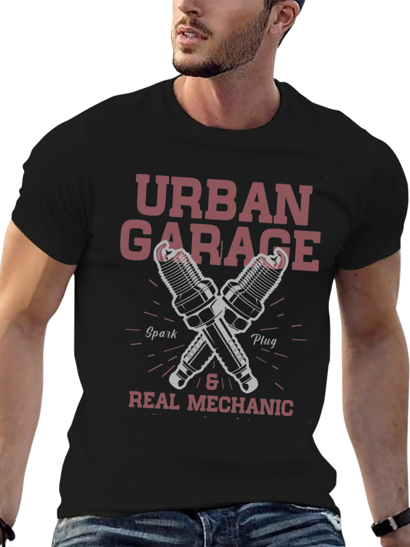 Urban Garage Mechanic T-Shirt - Spark Plug Design