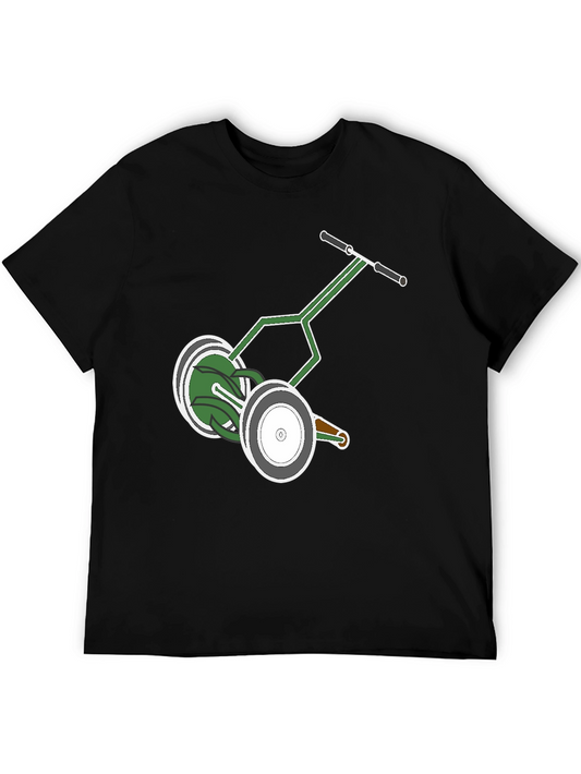 Retro Reel Lawn Mower Graphic Tee - Black