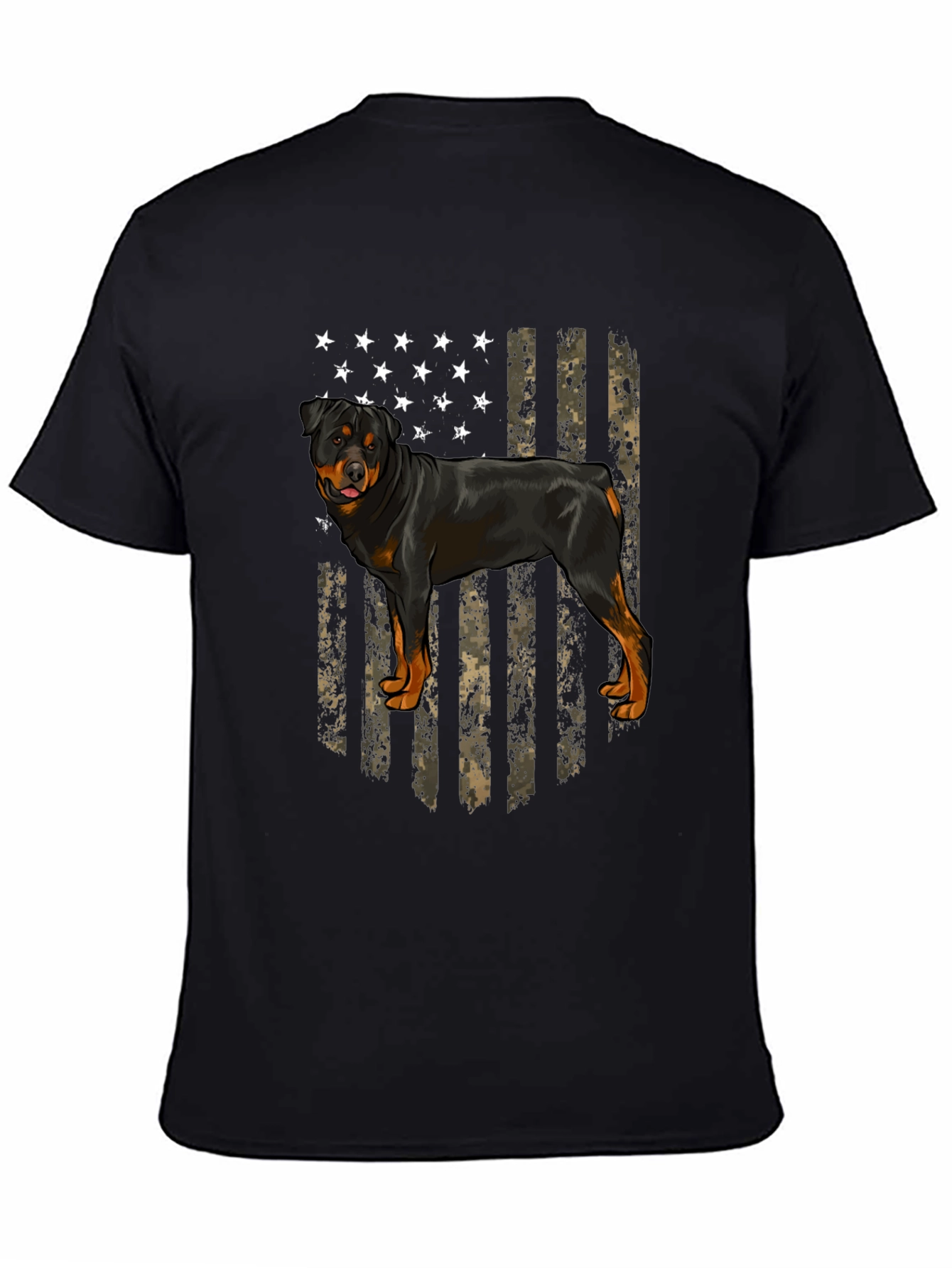 Rottweiler American Flag Mens Black T-Shirt