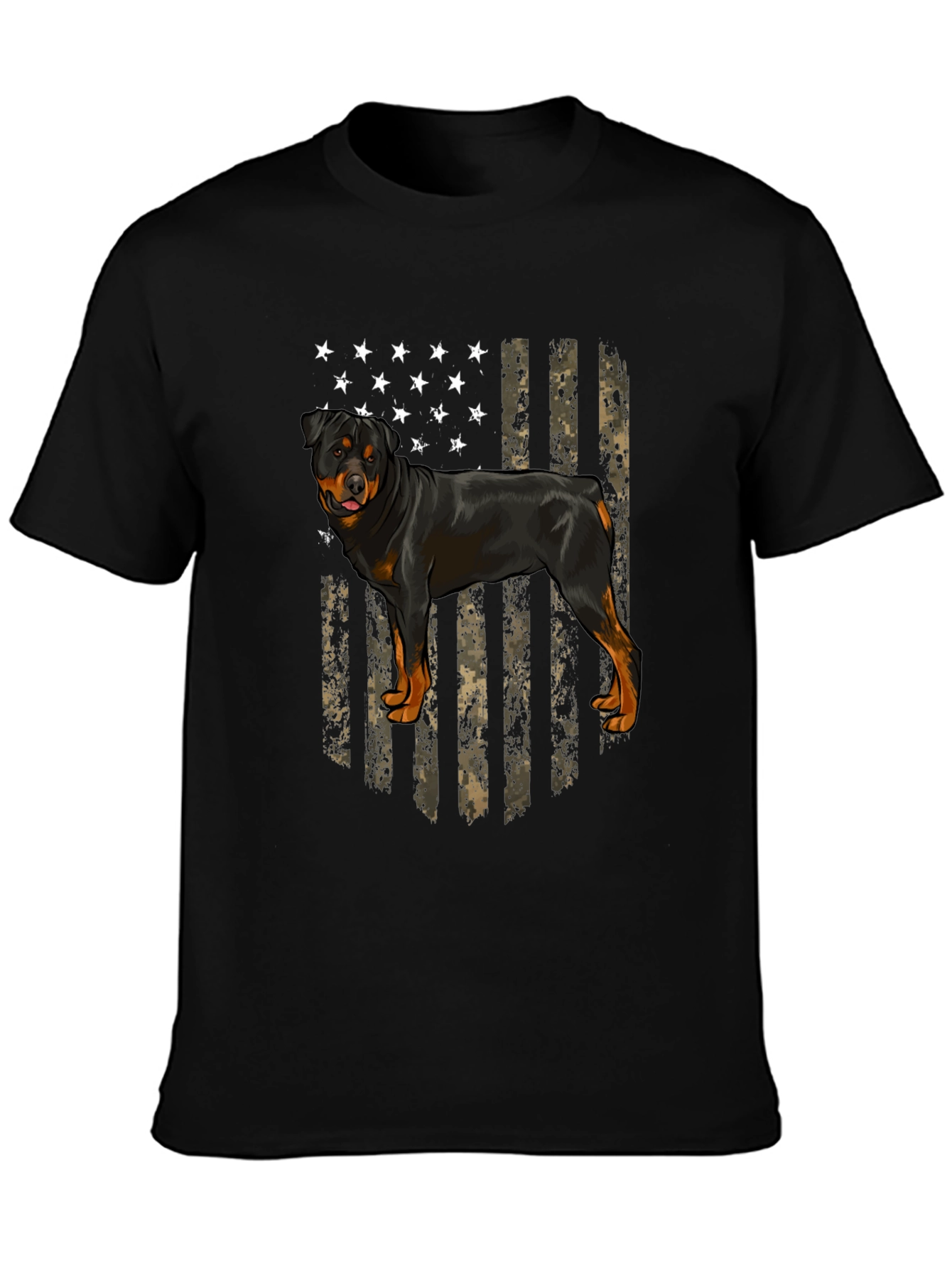 Rottweiler American Flag Mens Black T-Shirt