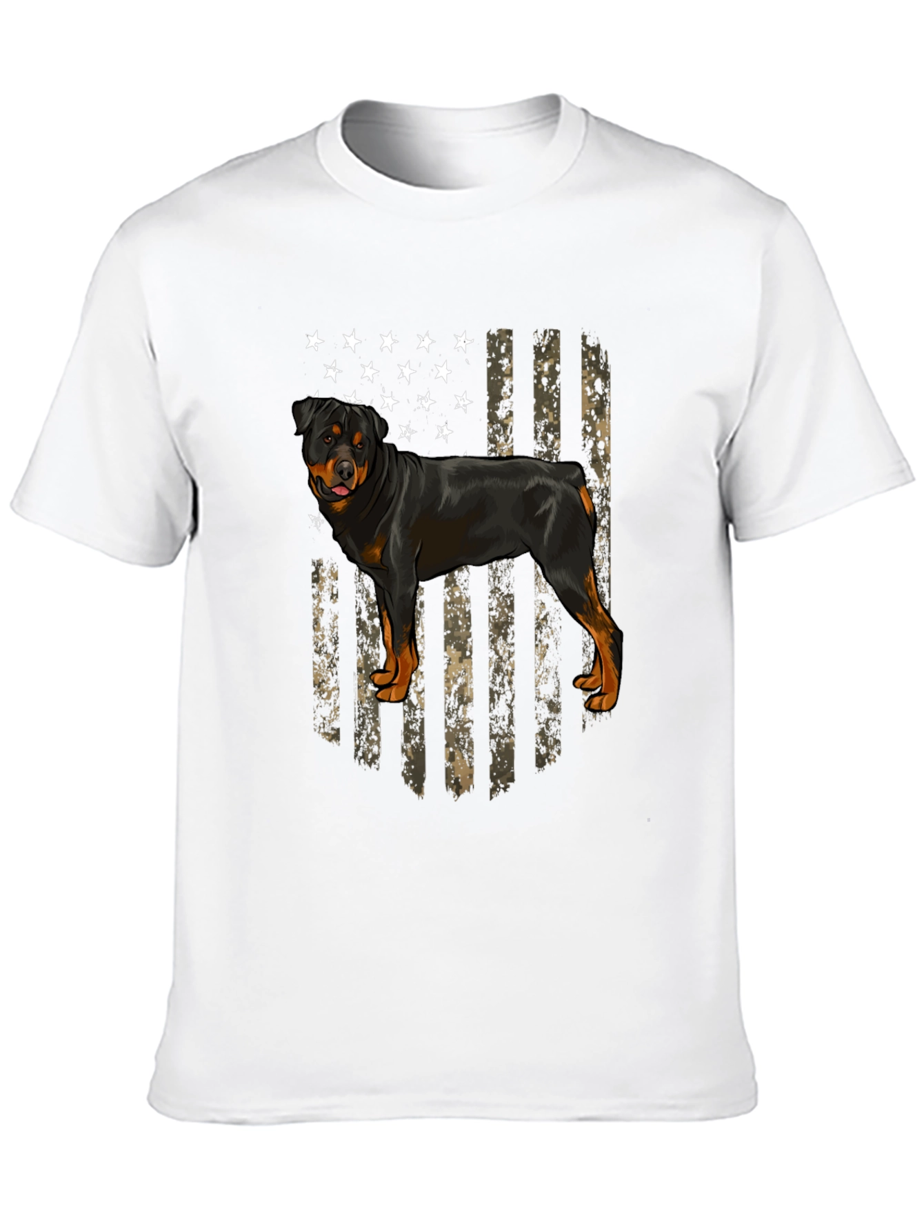 Rottweiler American Flag Mens Black T-Shirt