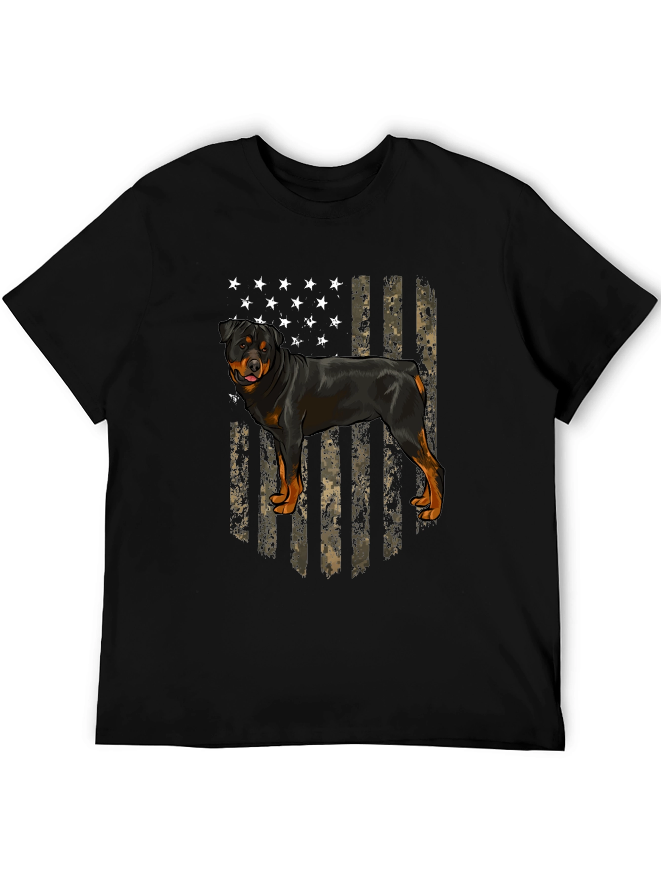 Rottweiler American Flag Mens Black T-Shirt