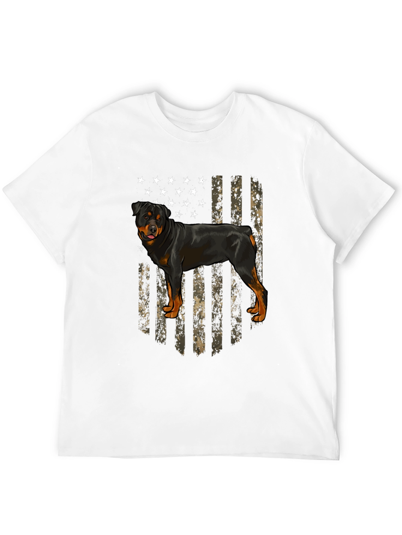 Rottweiler American Flag Mens Black T-Shirt