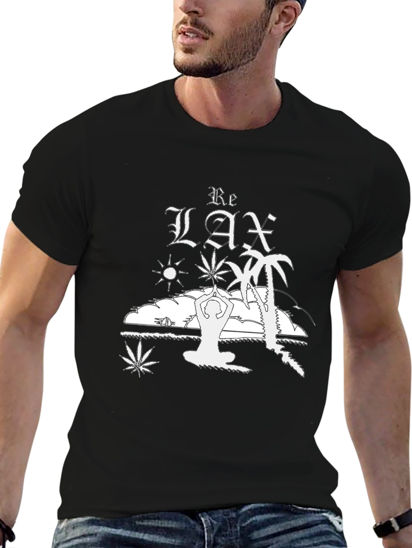 Relax Graphic T-Shirt - Black Cotton Tee