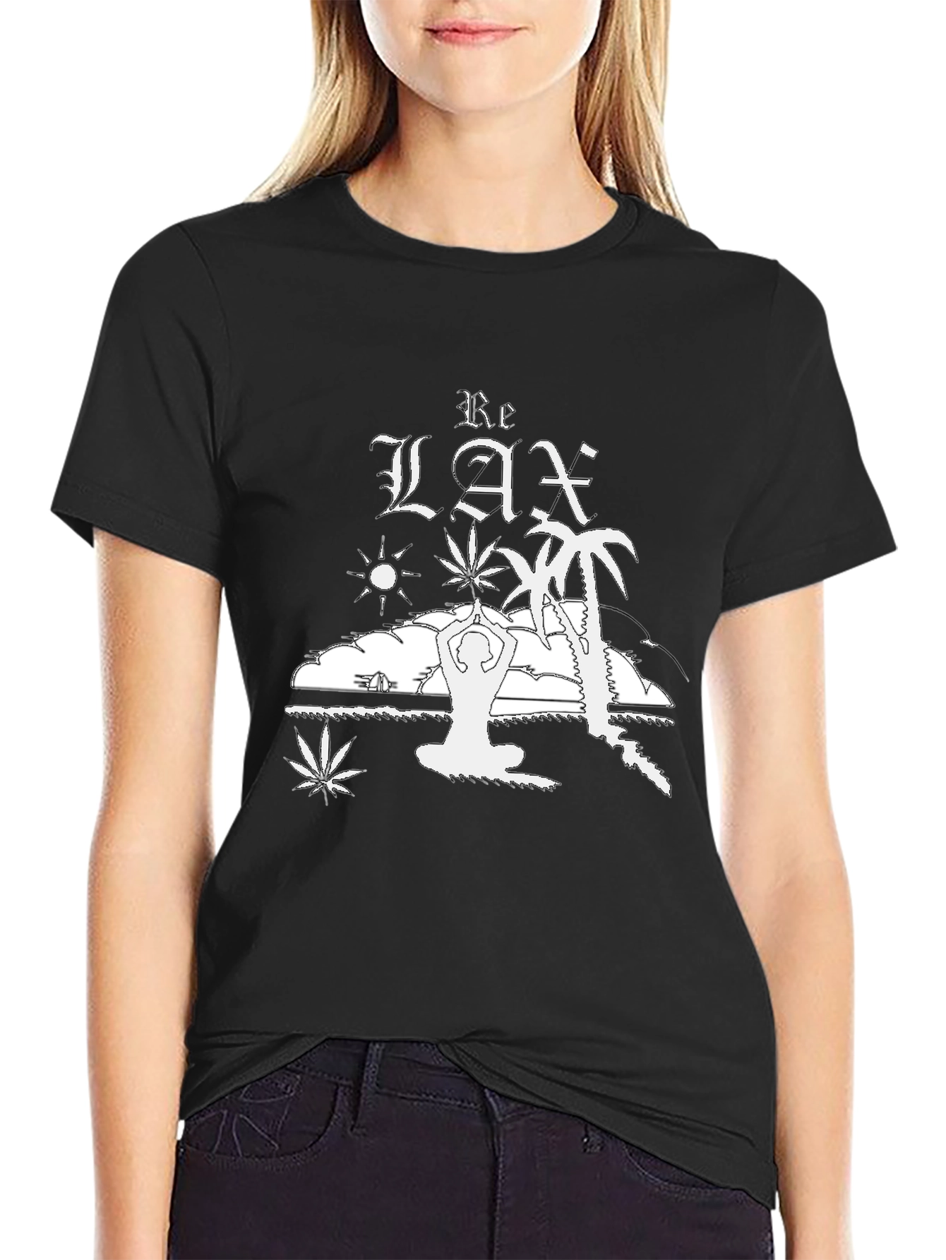 Relax Graphic T-Shirt - Black Cotton Tee
