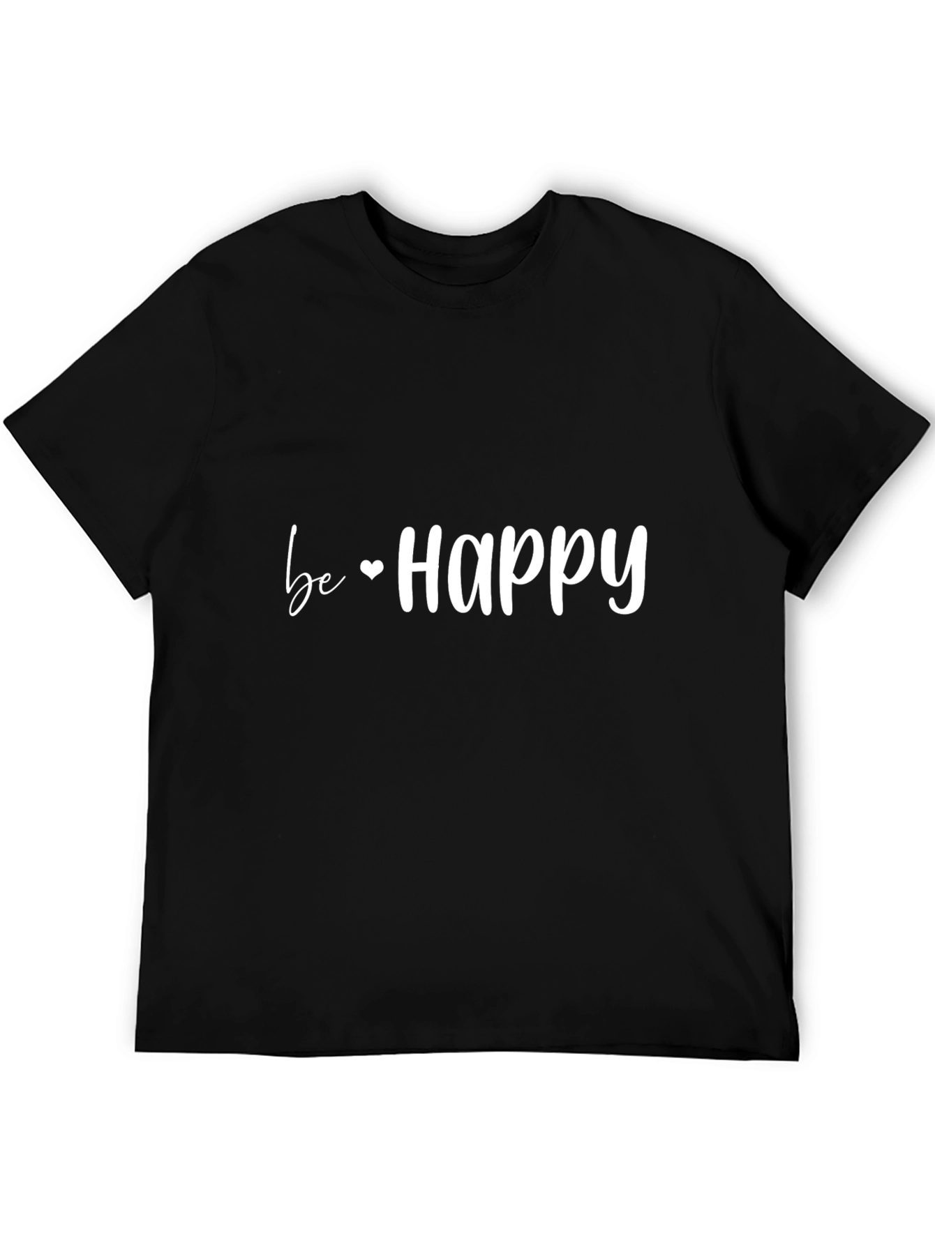 Be Happy Graphic Tee - Black Casual T-Shirt