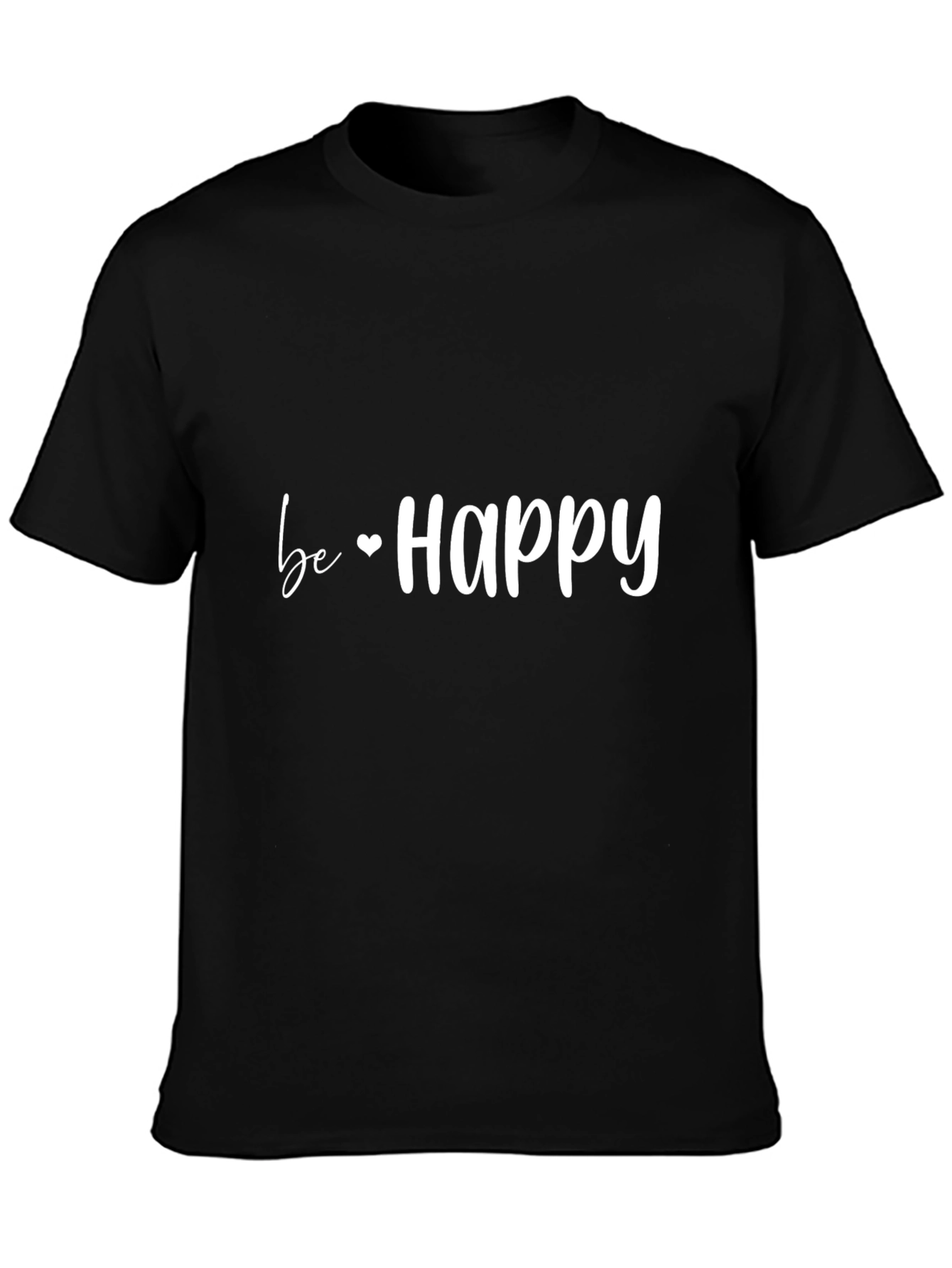 Be Happy Graphic Tee - Black Casual T-Shirt