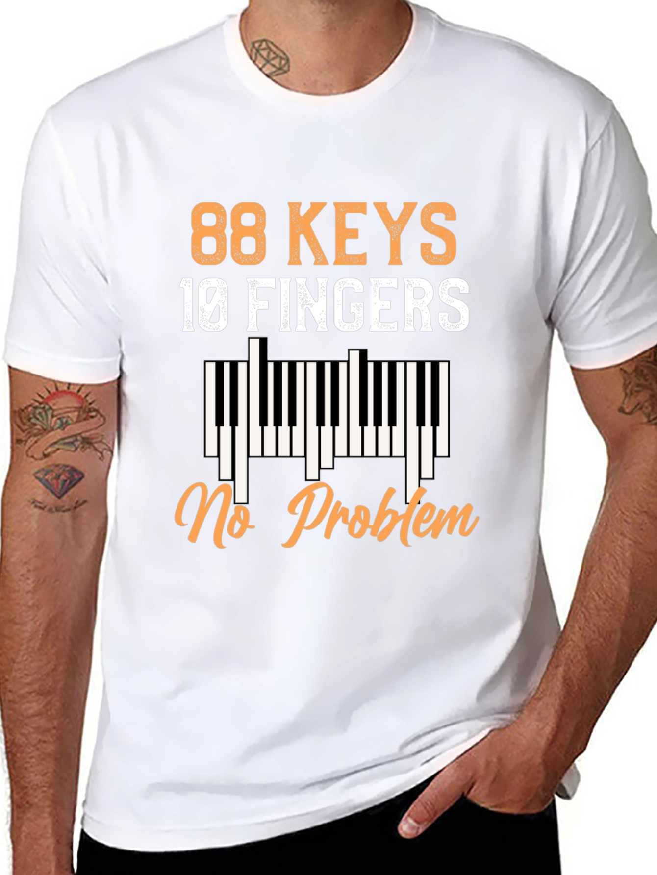 88 Keys 10 Fingers No Problem Piano T-Shirt