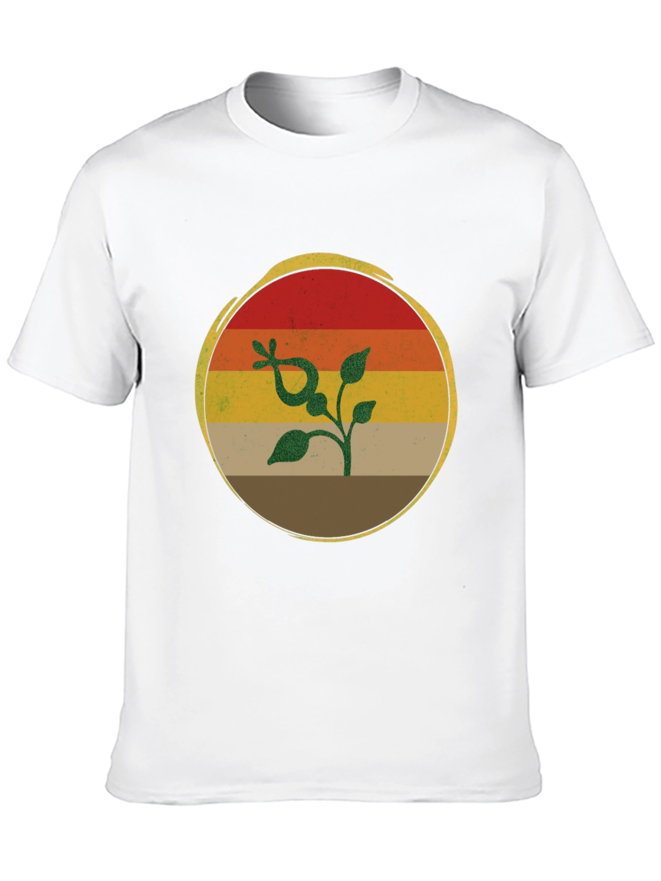 Retro Sunset Plant Graphic T-Shirt