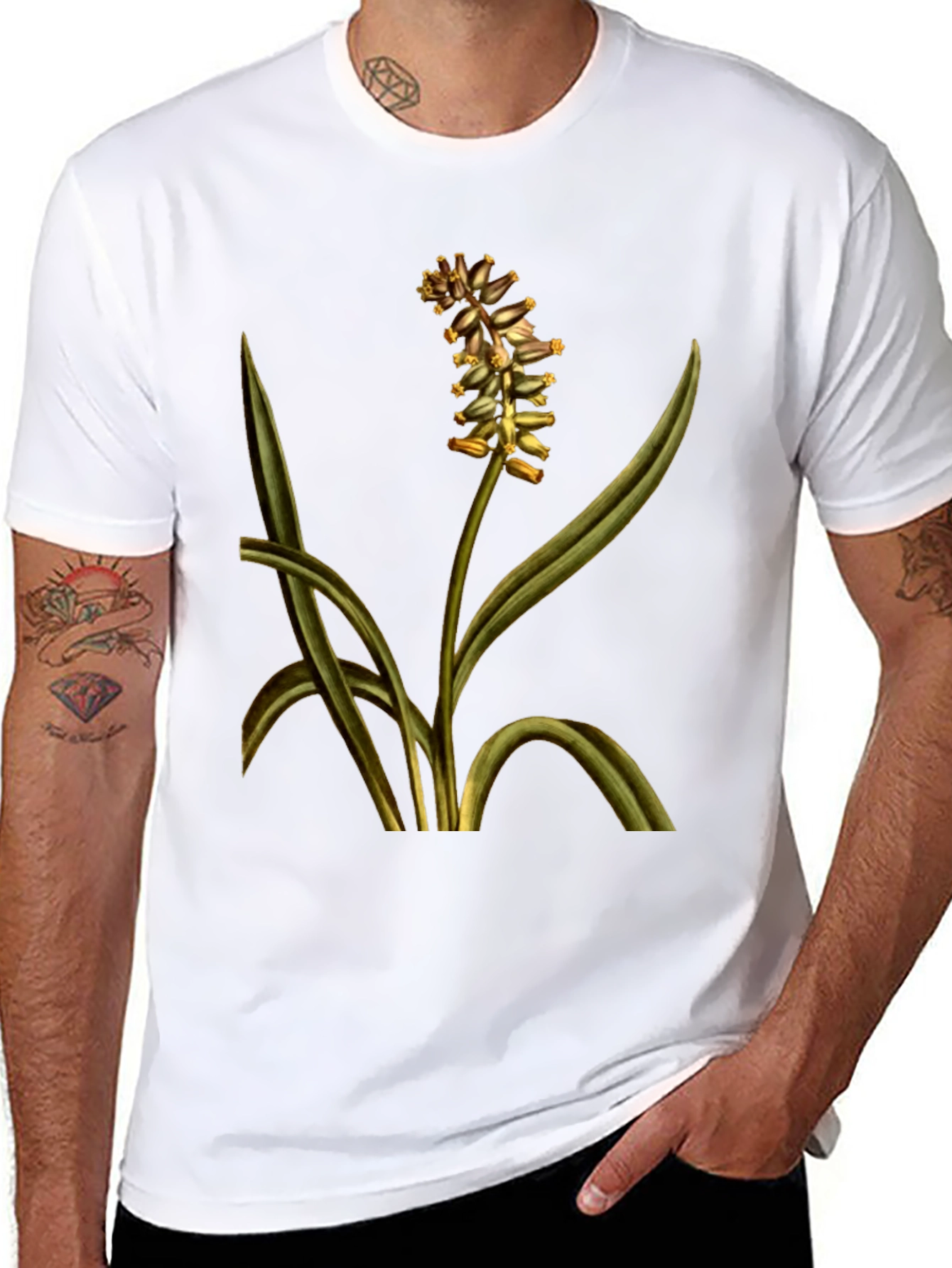 Botanical Floral Print T-Shirt - Black