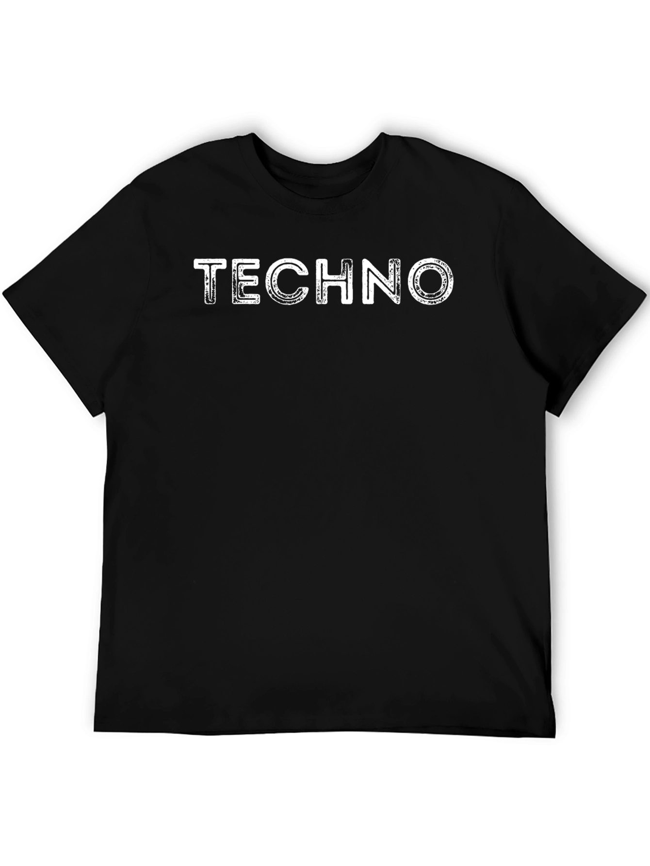 Techno Distressed Graphic Print Black T-Shirt