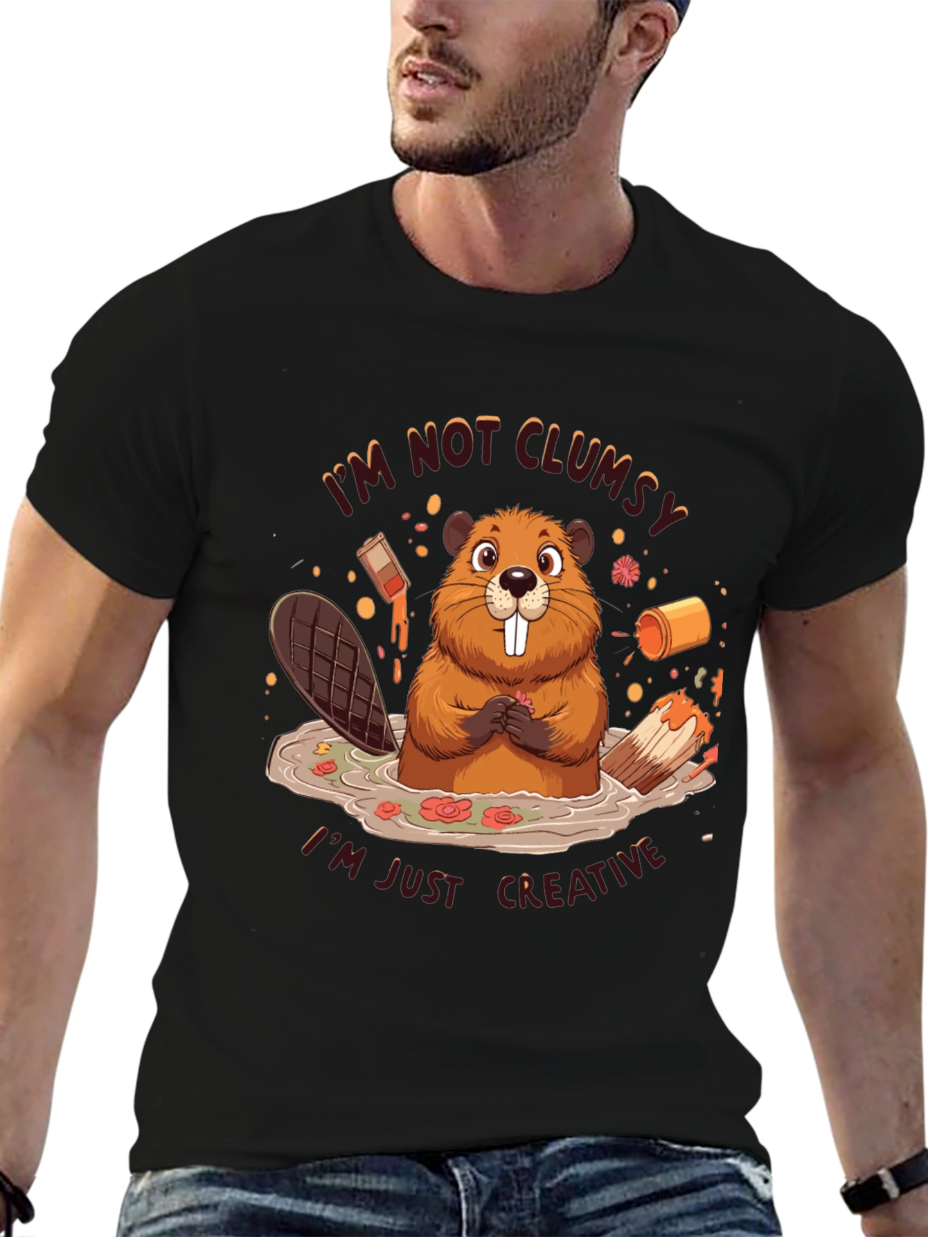 Creative Beaver T-Shirt - Funny Graphic Tee