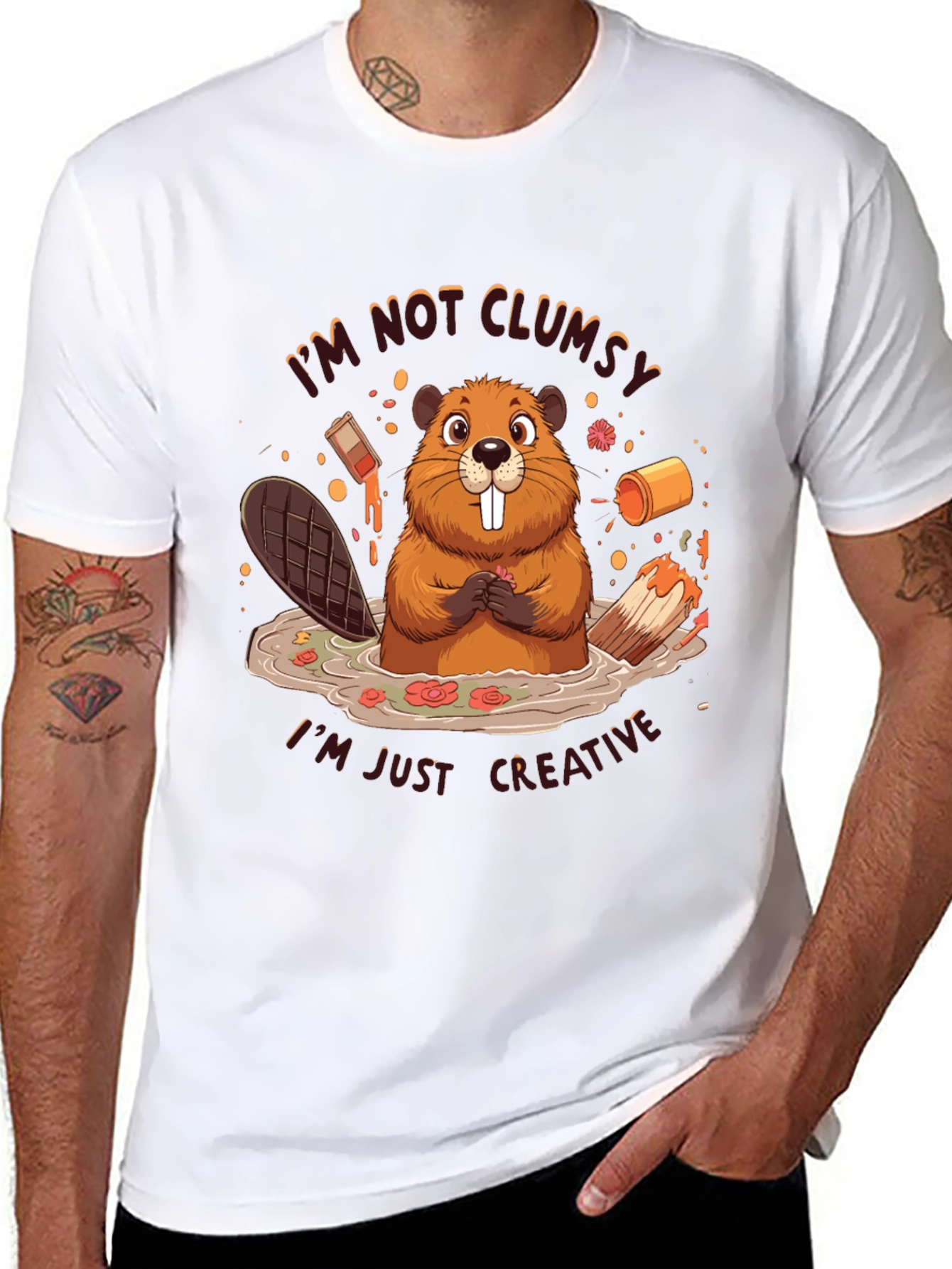 Creative Beaver T-Shirt - Funny Graphic Tee