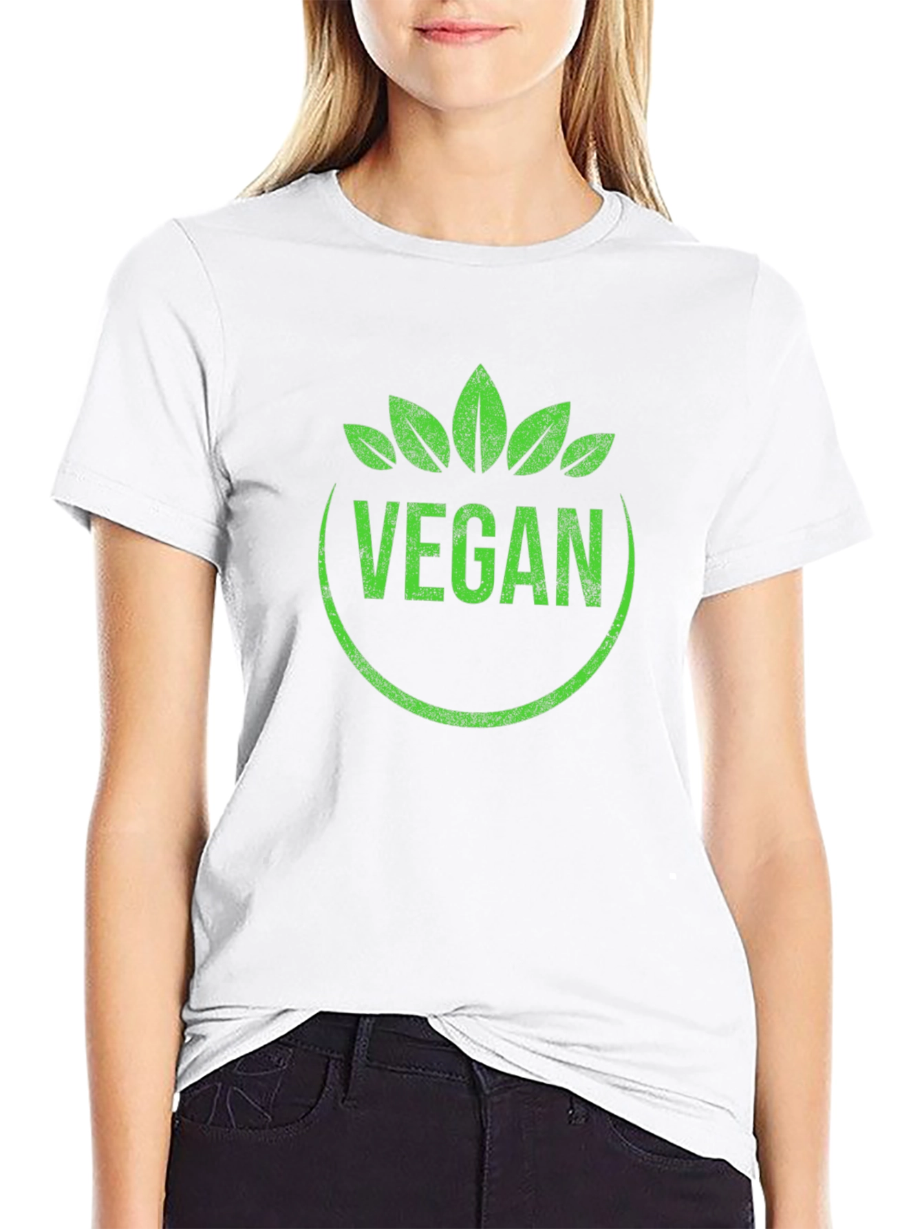 Vegan T-Shirt Green Leaf Circle Graphic Tee