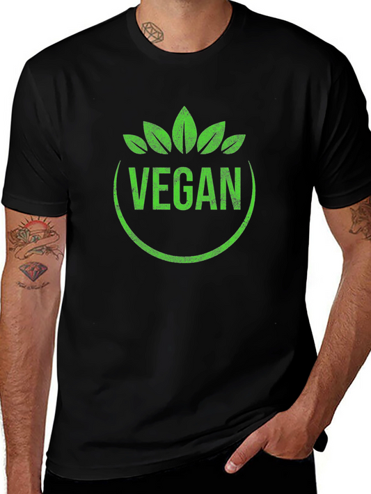 Vegan T-Shirt Green Leaf Circle Graphic Tee
