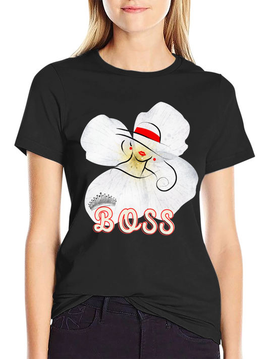 Boss Lady T-Shirt: Elegant Floral Graphic Tee