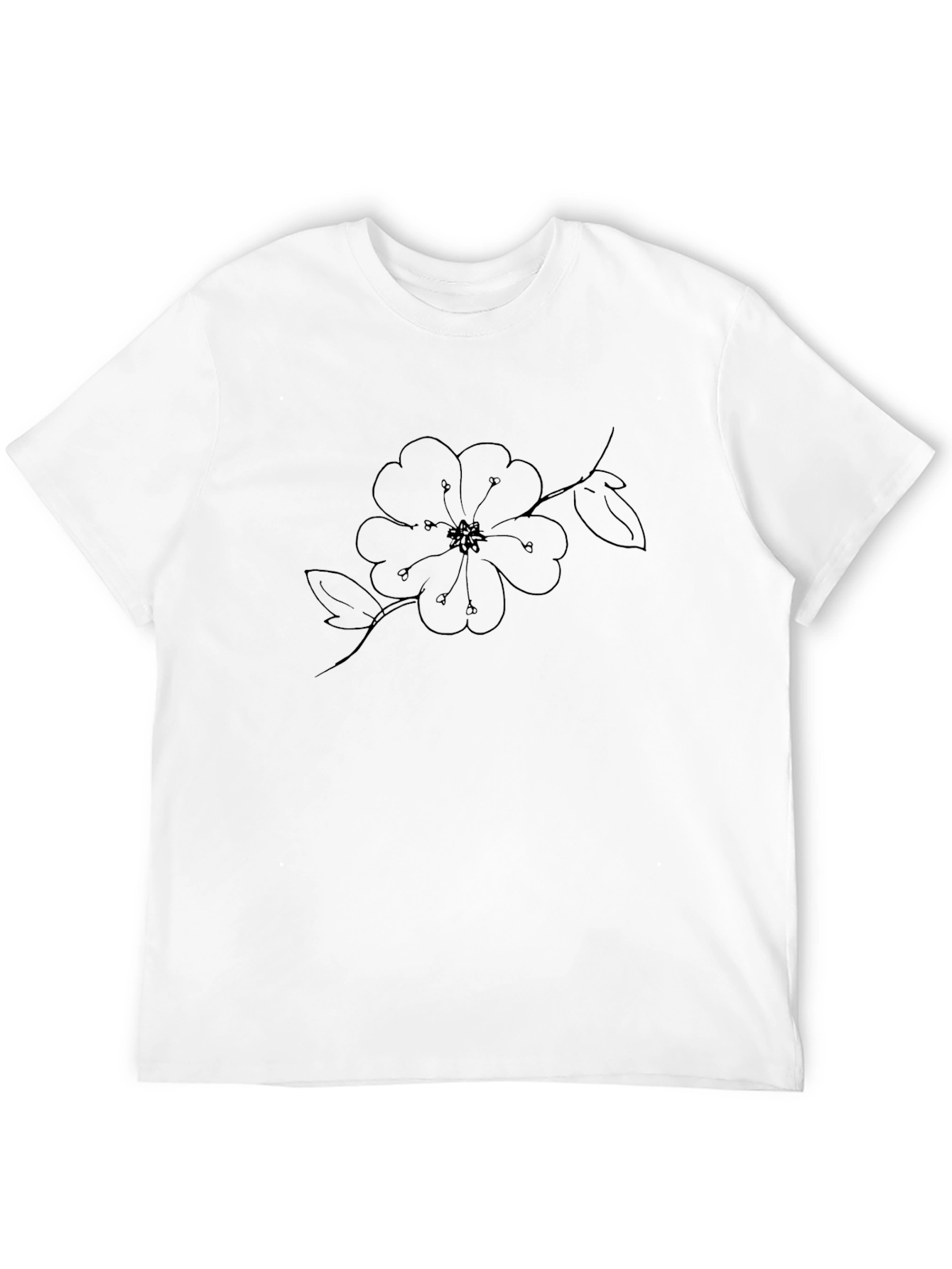 Black Floral Line Art Graphic Tee