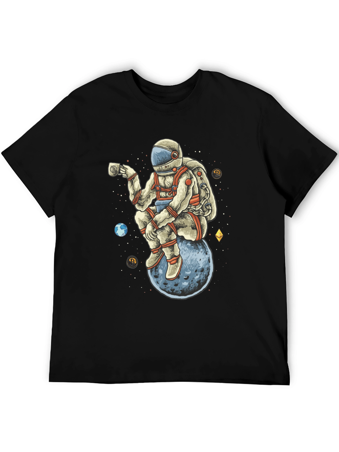 Astronaut on Moon T-Shirt - Space Crypto Design