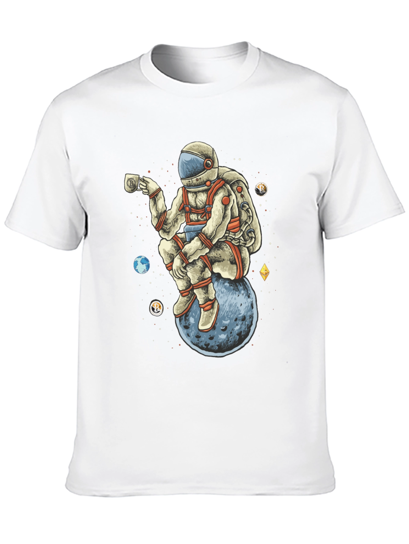 Astronaut on Moon T-Shirt - Space Crypto Design