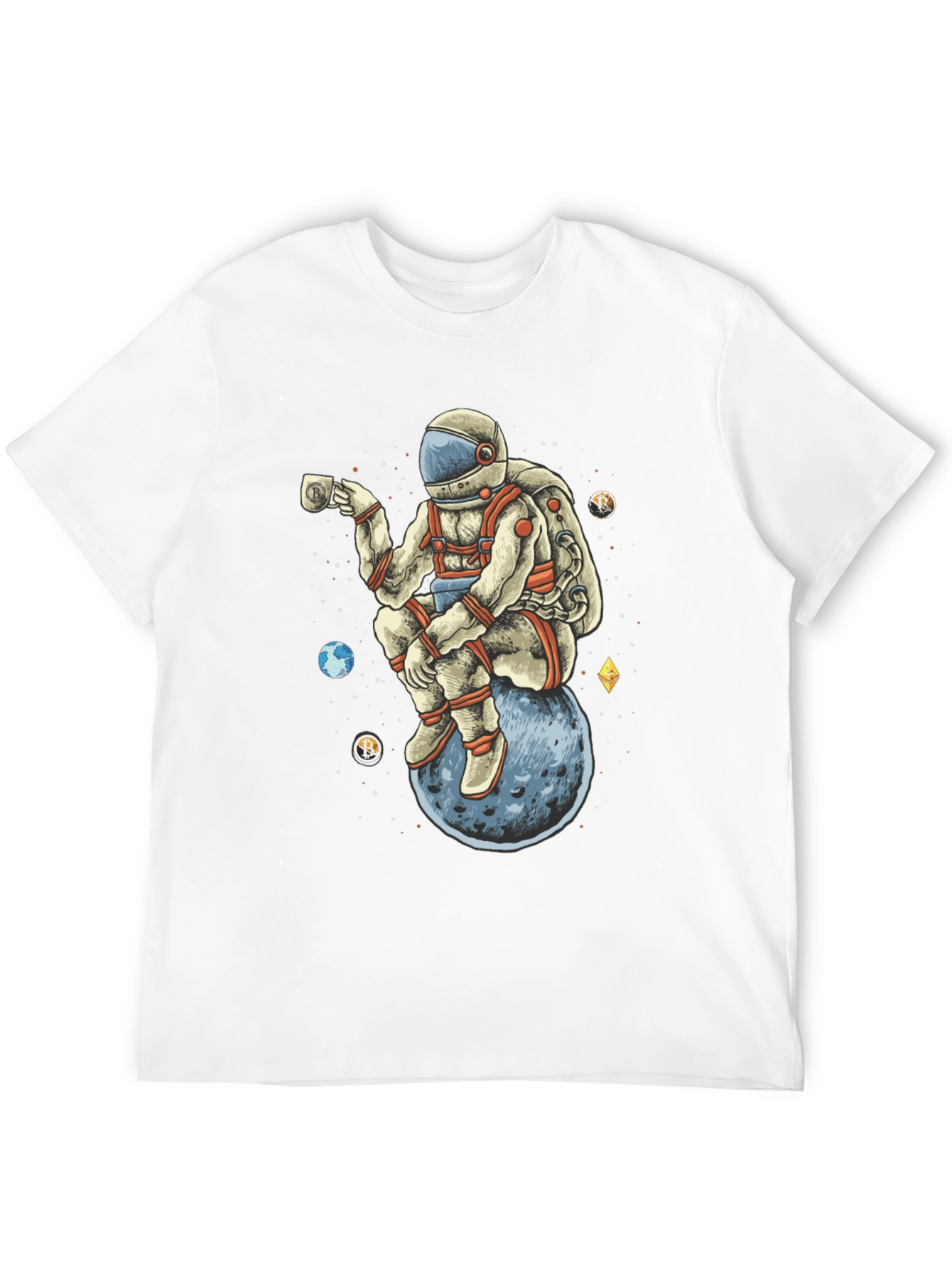 Astronaut on Moon T-Shirt - Space Crypto Design