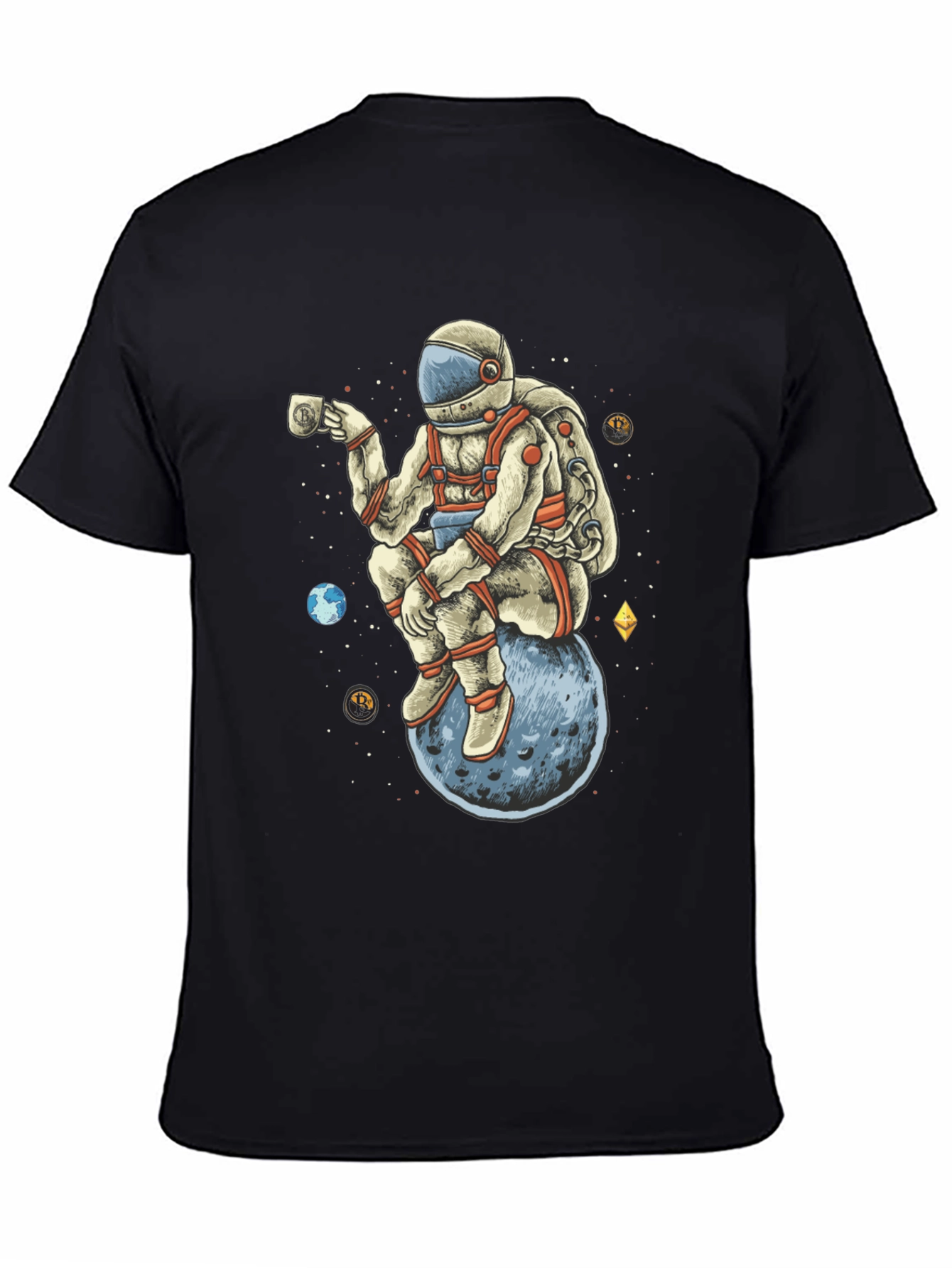 Astronaut on Moon T-Shirt - Space Crypto Design