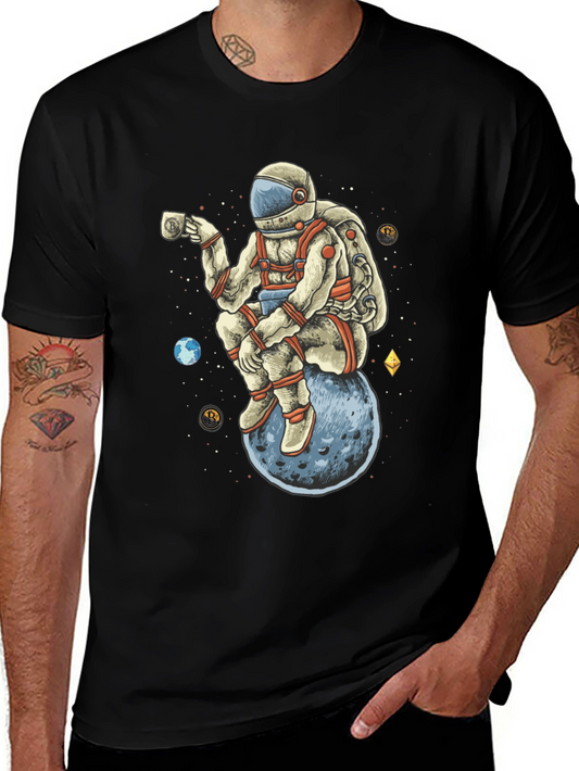 Astronaut on Moon T-Shirt - Space Crypto Design