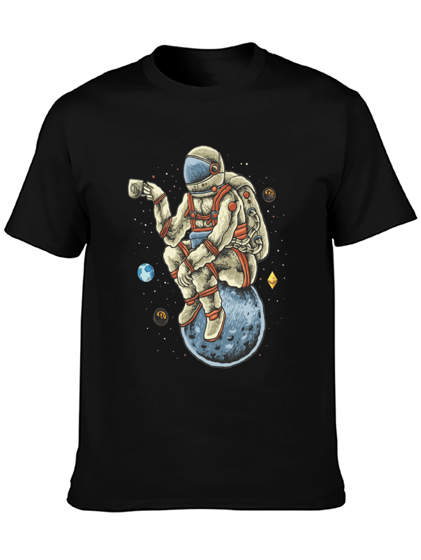 Astronaut on Moon T-Shirt - Space Crypto Design