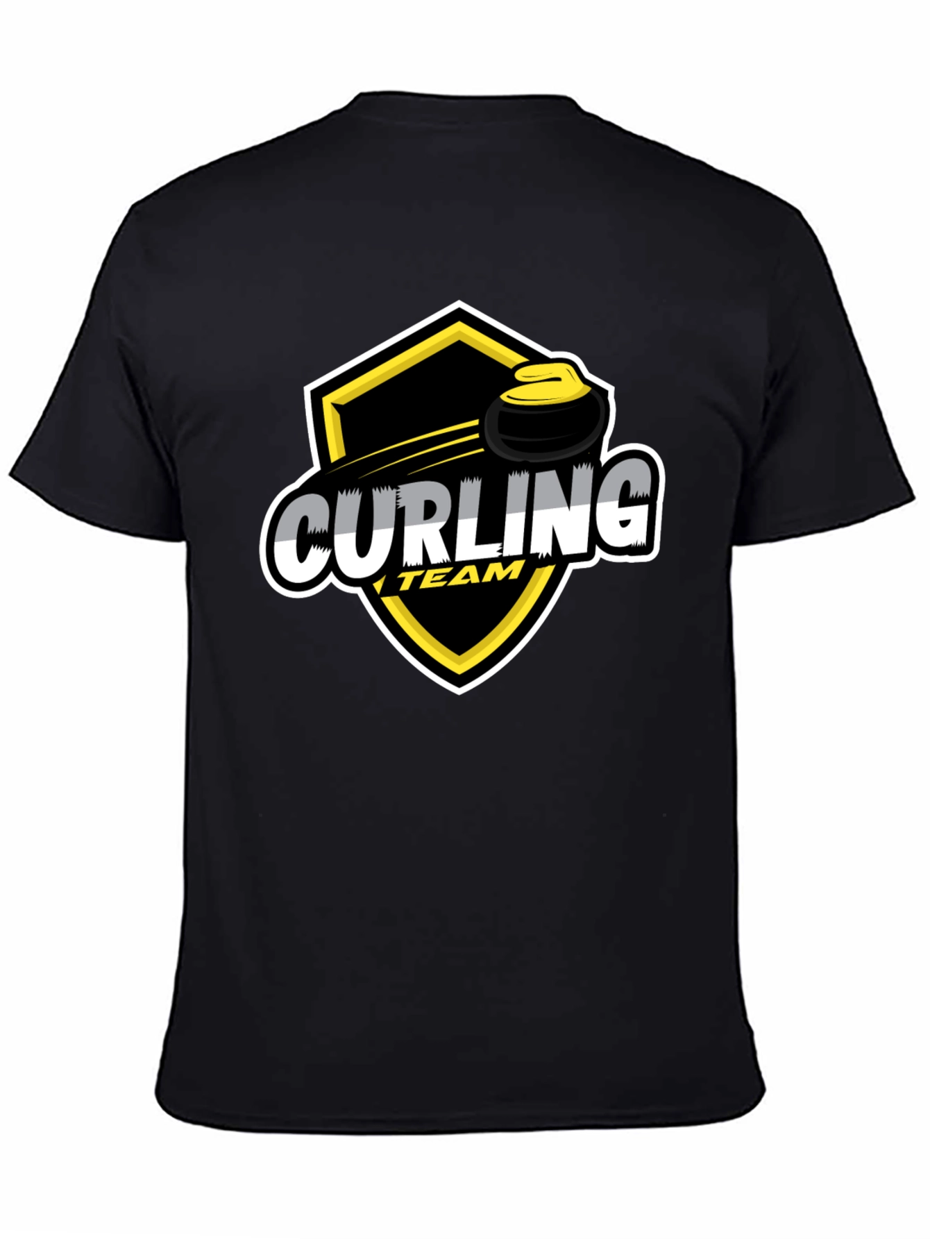 Curling Team Black T-Shirt | Sporty Graphic Tee
