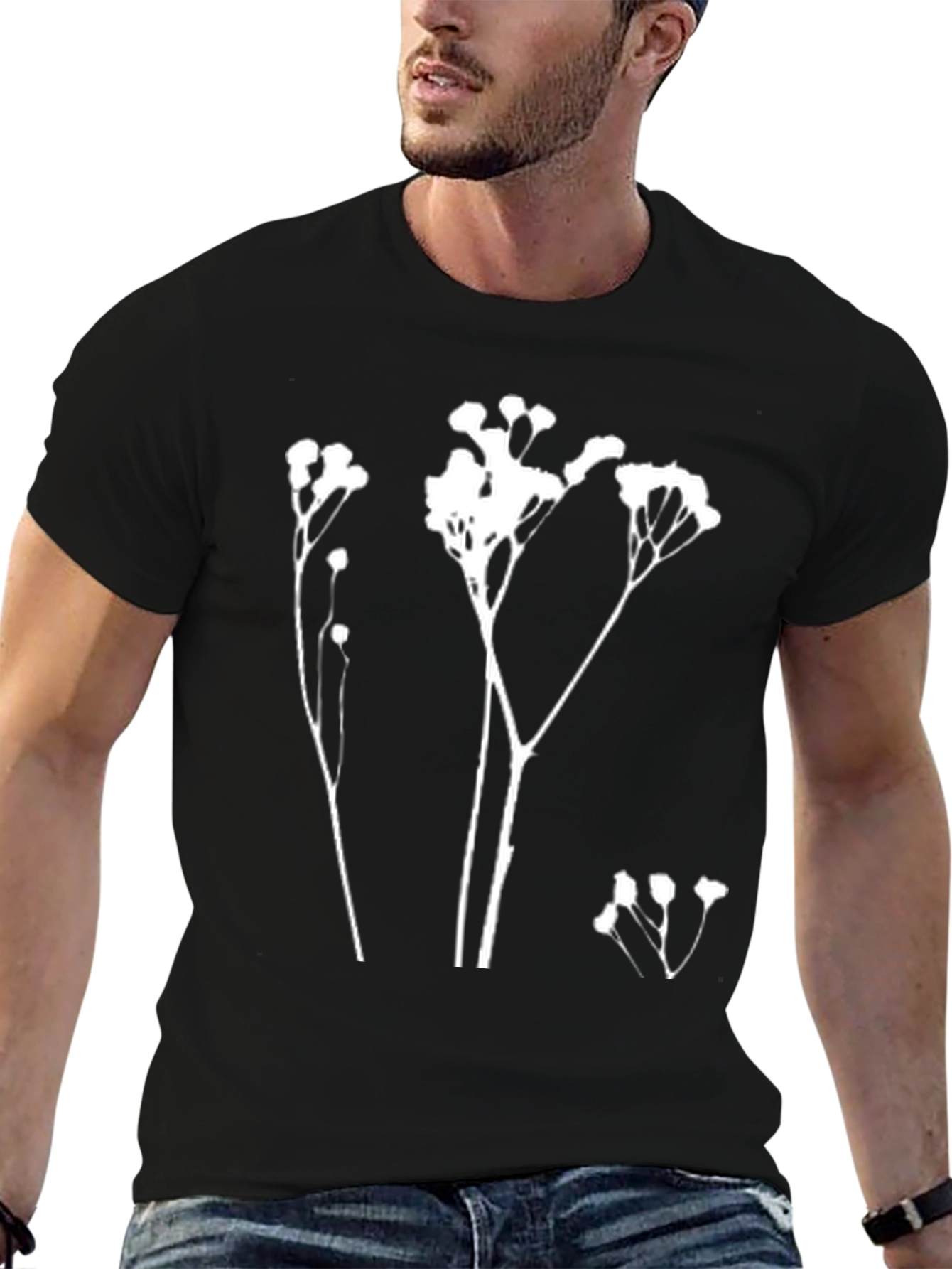 Botanical Print Black T-Shirt